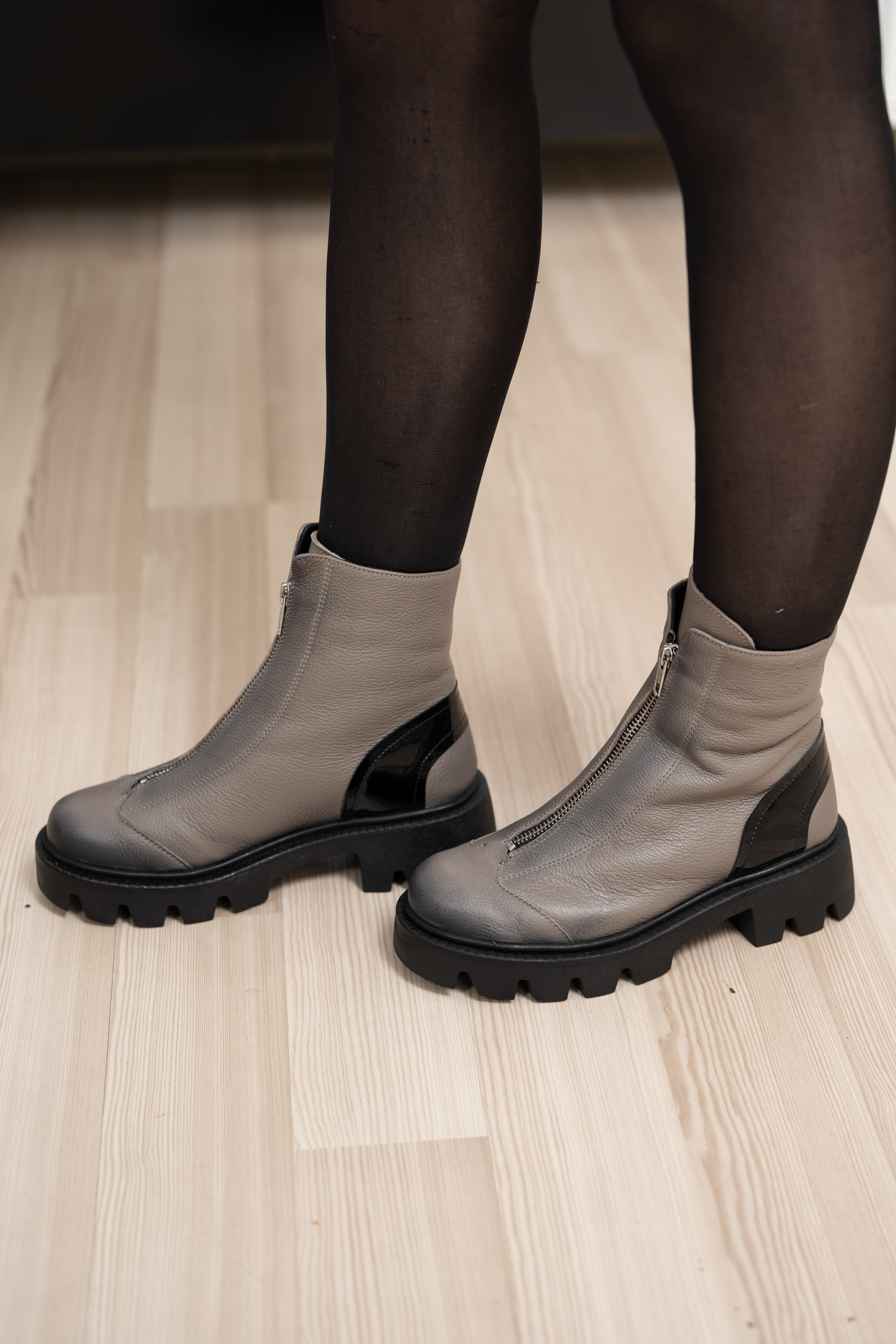 Ghete dama, Glemis, piele naturala - Cod: NE-363, Culoare: Gri Bizon, Marime: 40 (26 cm)