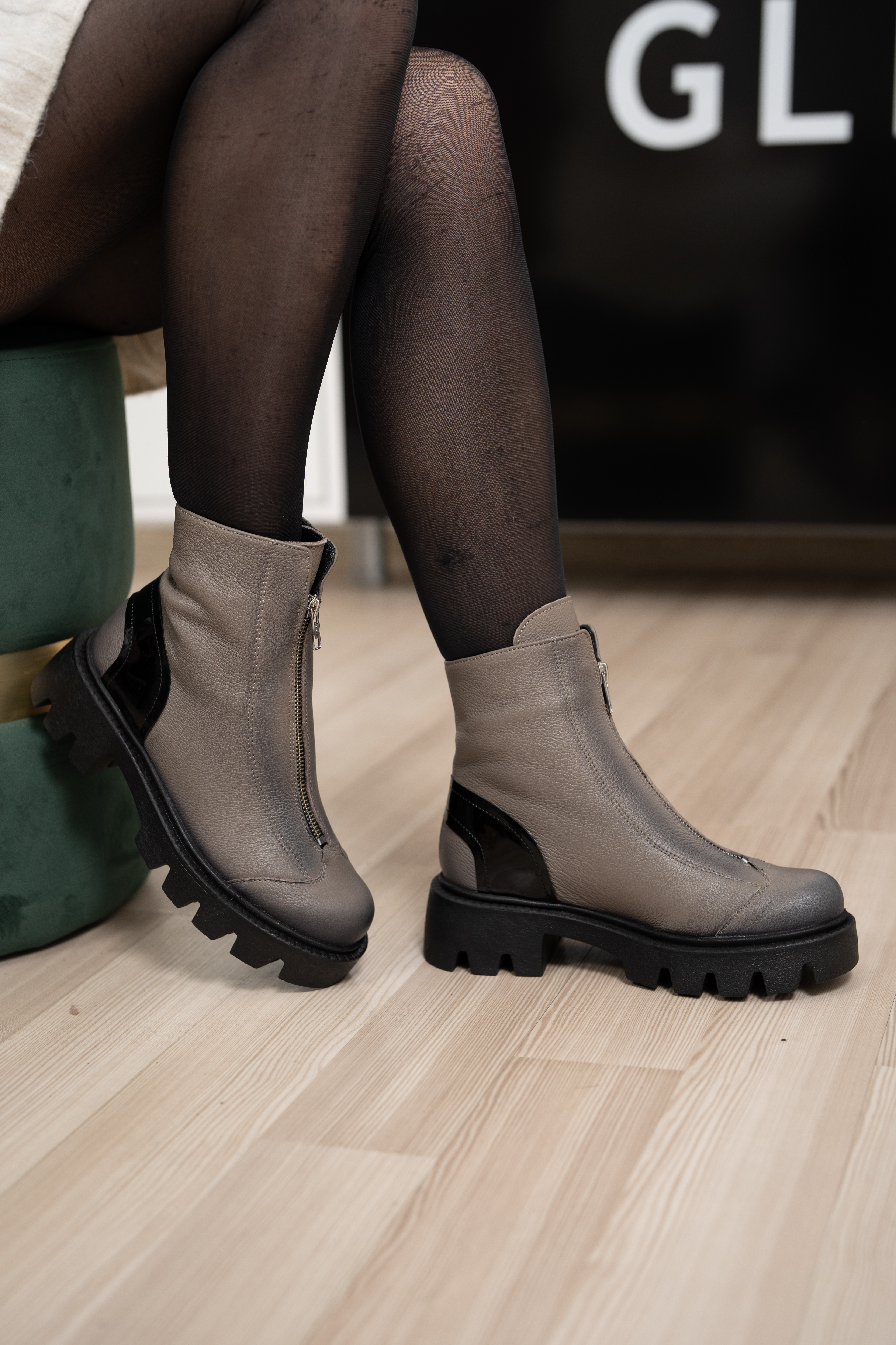 Ghete dama, Glemis, piele naturala - Cod: NE-363, Culoare: Gri Bizon, Marime: 40 (26 cm)