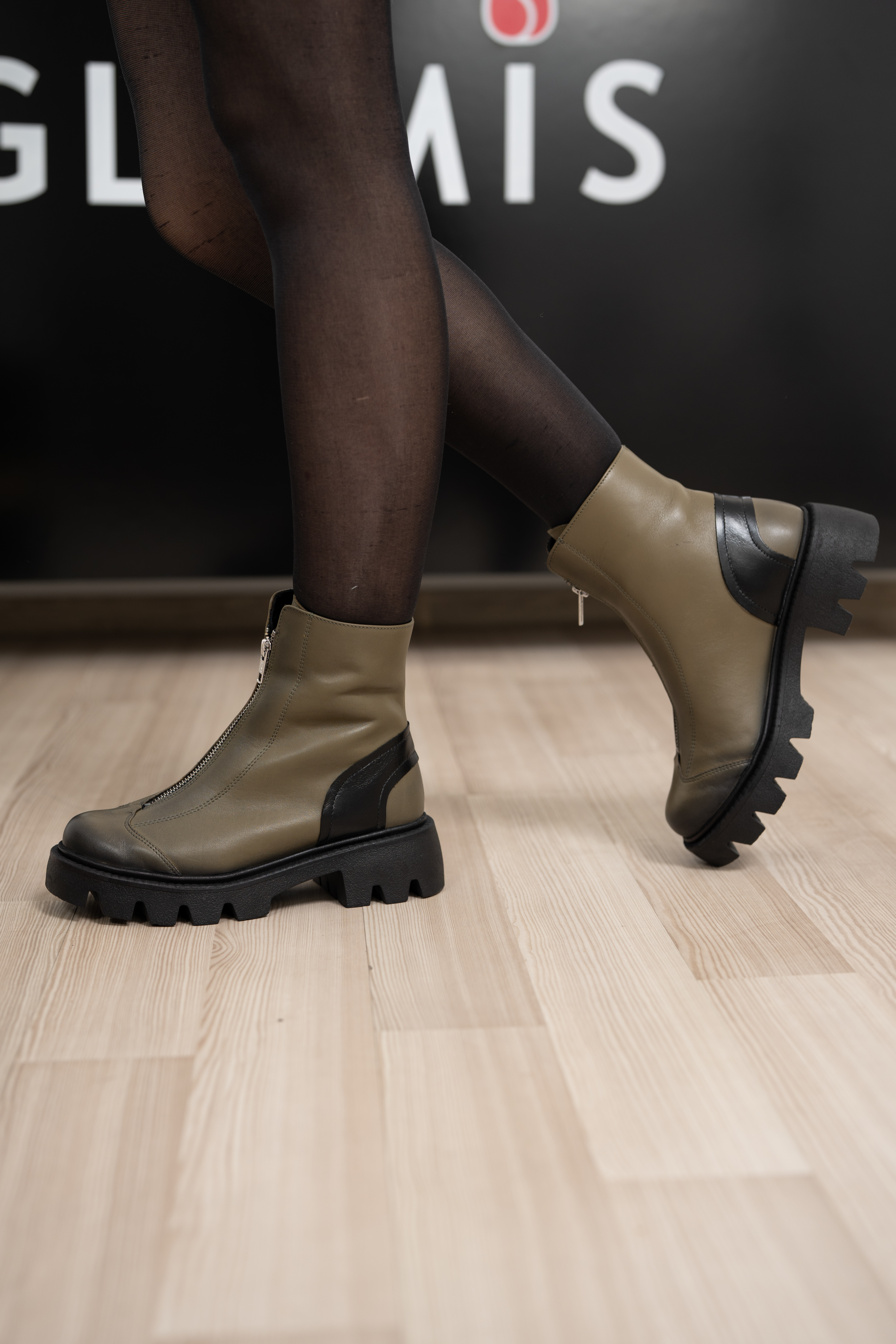 Ghete dama, Glemis, piele naturala - Cod: NE-363, Culoare: Verde Box, Marime: 39 (25.6 cm)