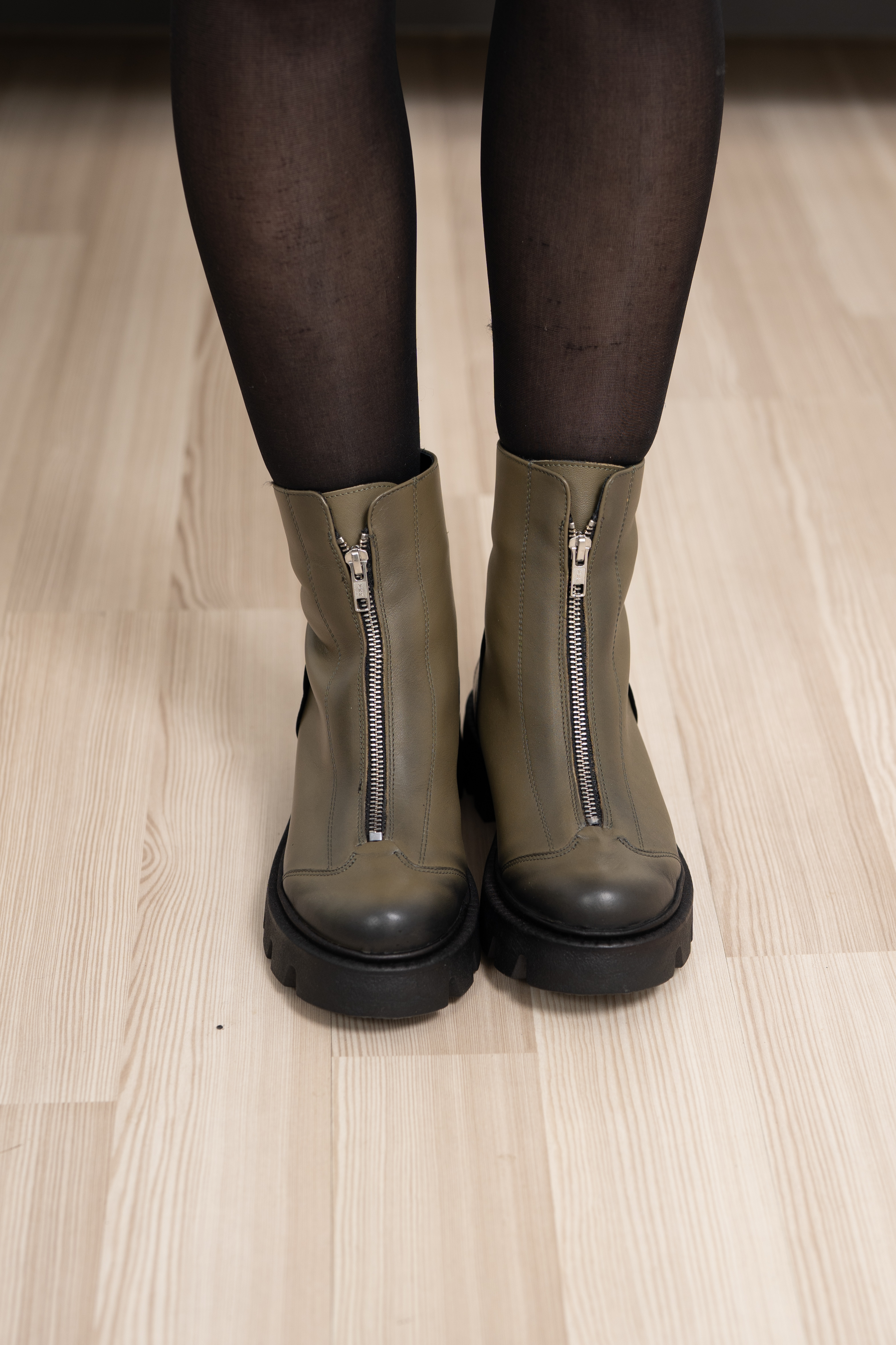 Ghete dama, Glemis, piele naturala - Cod: NE-363, Culoare: Verde Box, Marime: 39 (25.6 cm)