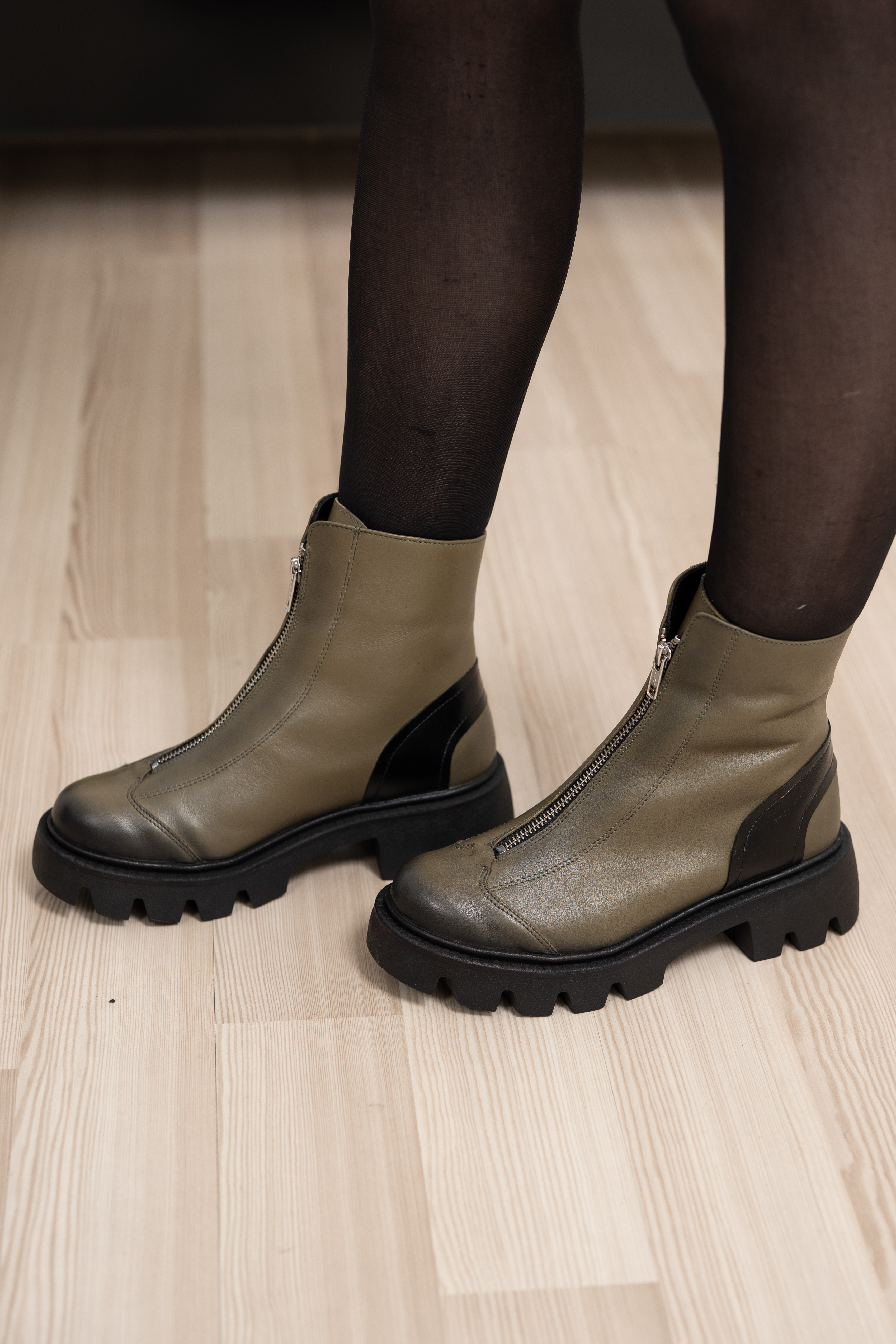 Ghete dama, Glemis, piele naturala - Cod: NE-363, Culoare: Verde Box, Marime: 39 (25.6 cm)