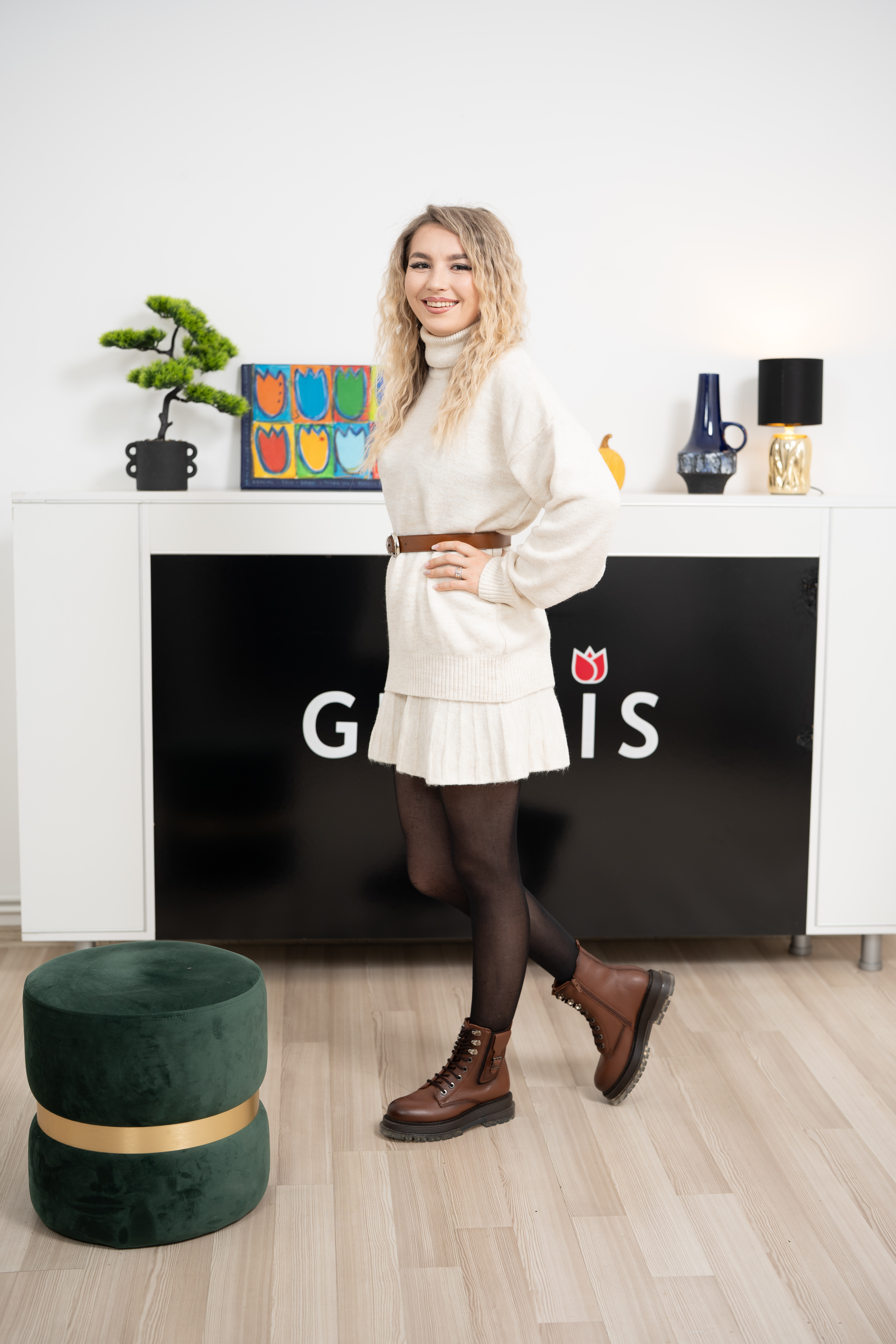 Ghete dama, Glemis, piele naturala - Cod: NE-389, Culoare: Maro Bizon, Marime: 38 (25.2 cm)