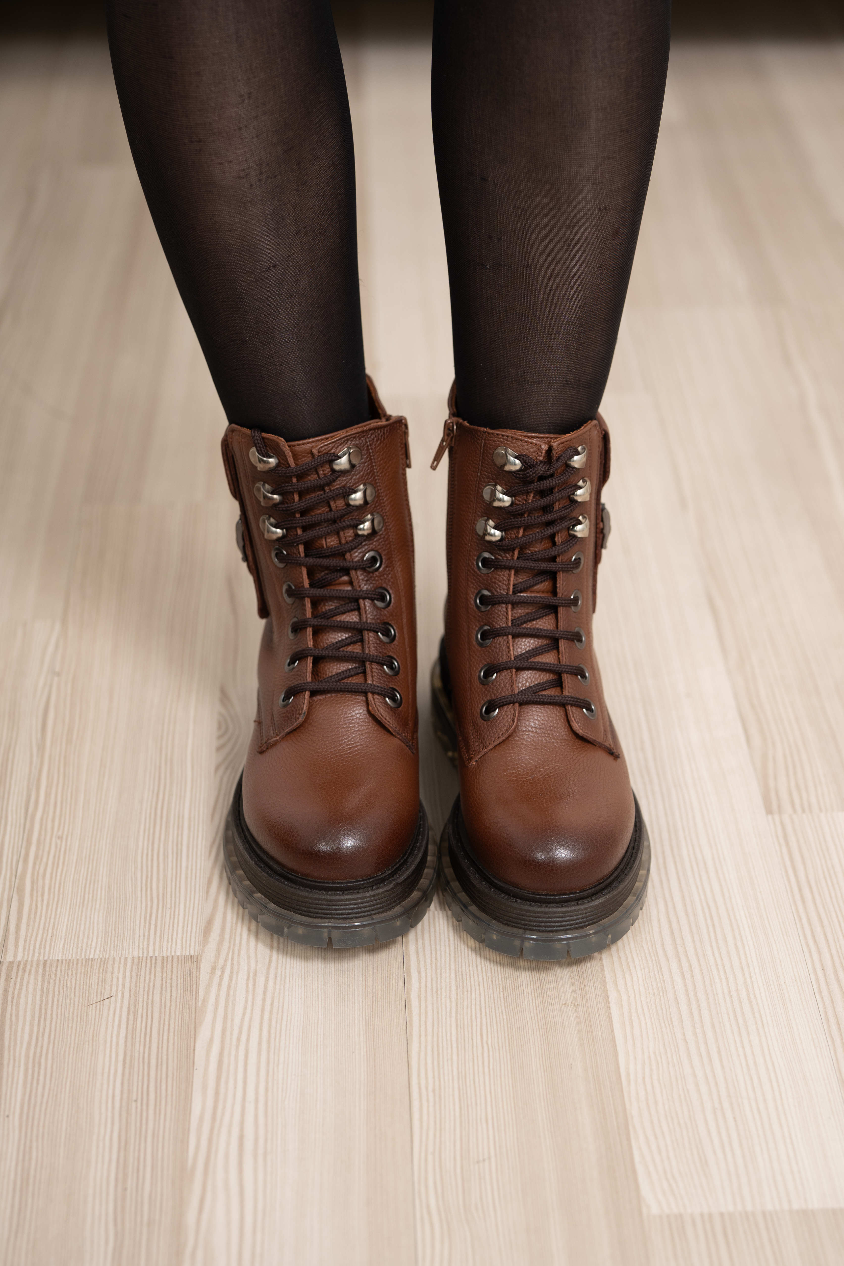 Ghete dama, Glemis, piele naturala - Cod: NE-389, Culoare: Maro Bizon, Marime: 38 (25.2 cm)