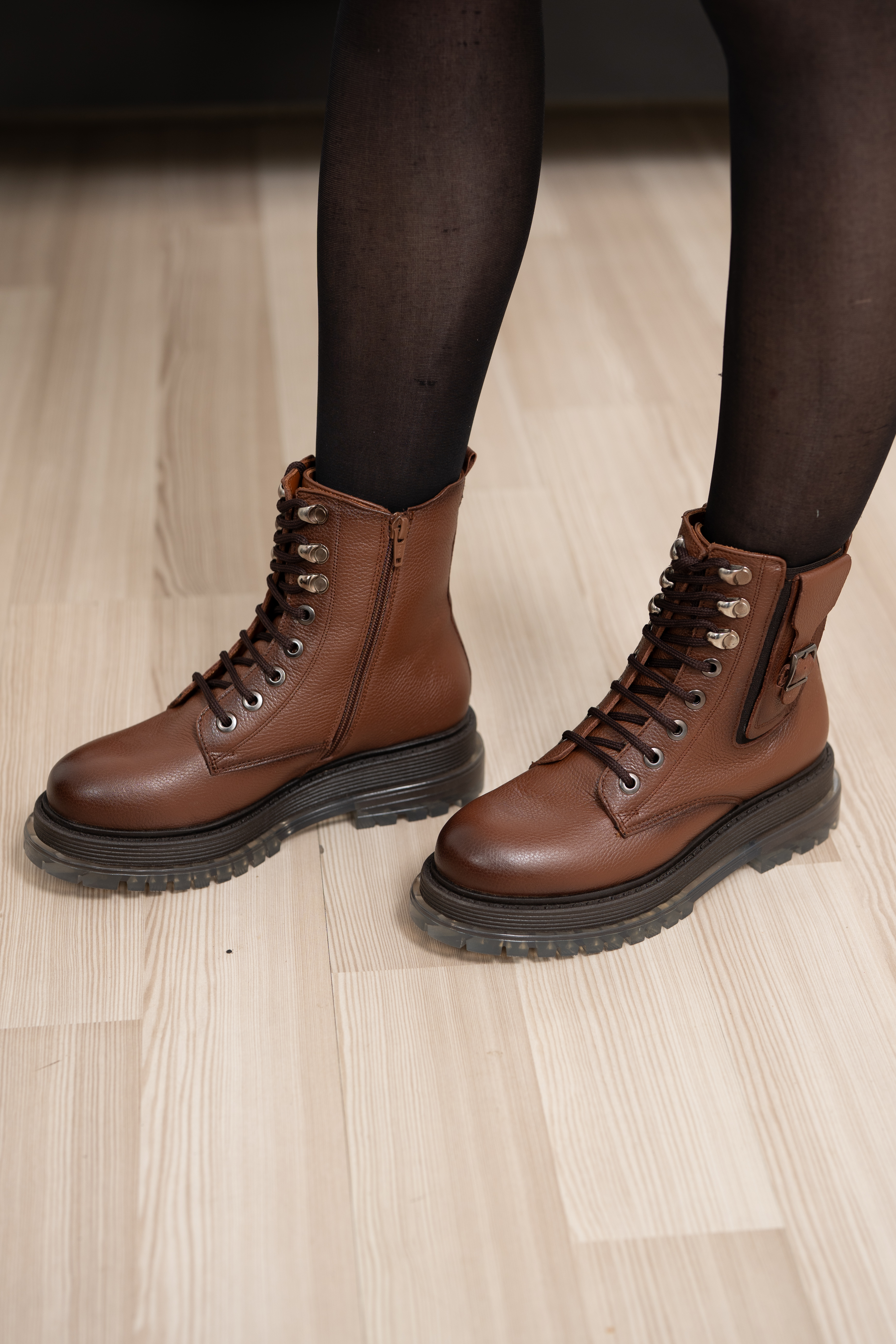 Ghete dama, Glemis, piele naturala - Cod: NE-389, Culoare: Maro Bizon, Marime: 38 (25.2 cm)