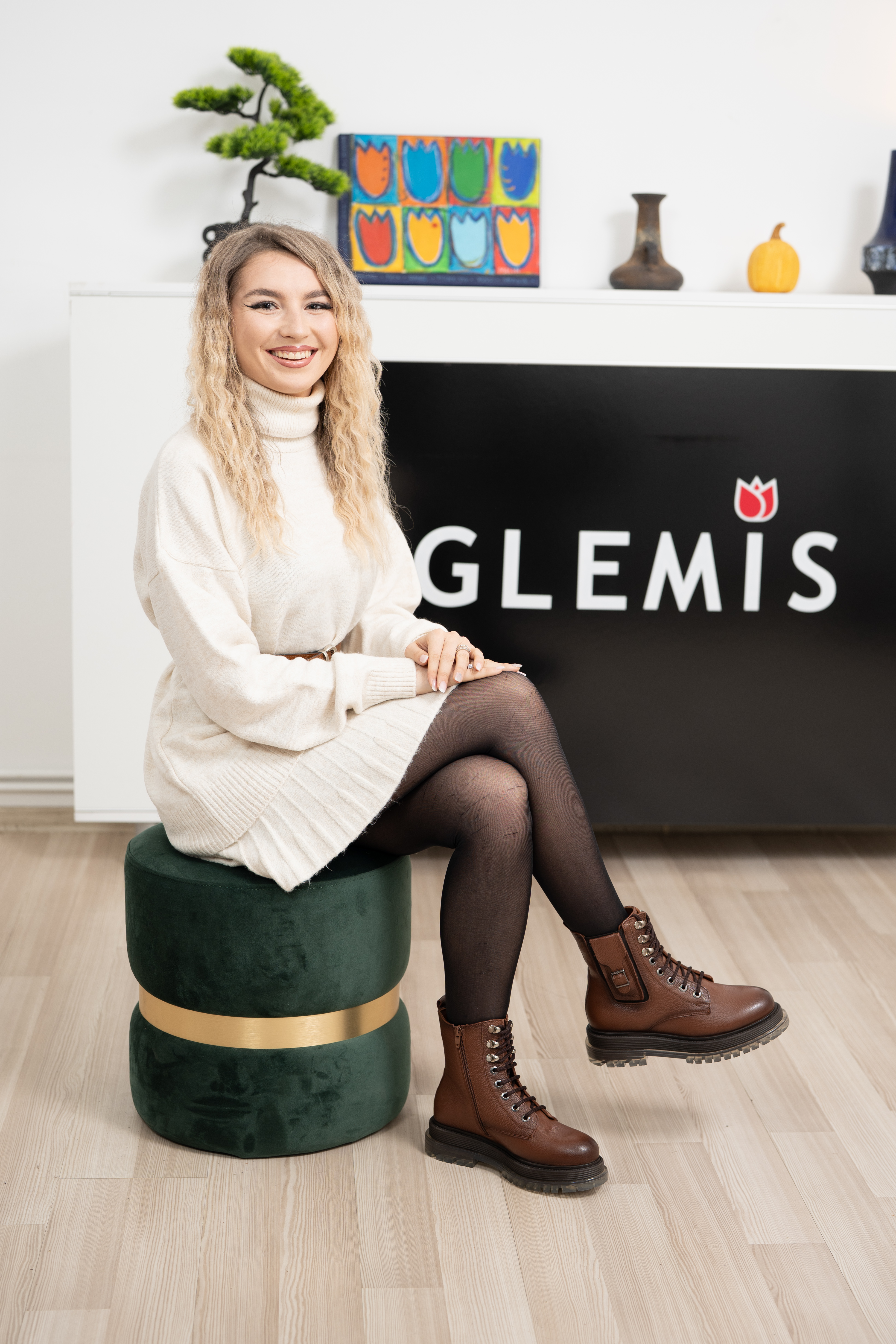 Ghete dama, Glemis, piele naturala - Cod: NE-389, Culoare: Maro Bizon, Marime: 38 (25.2 cm)