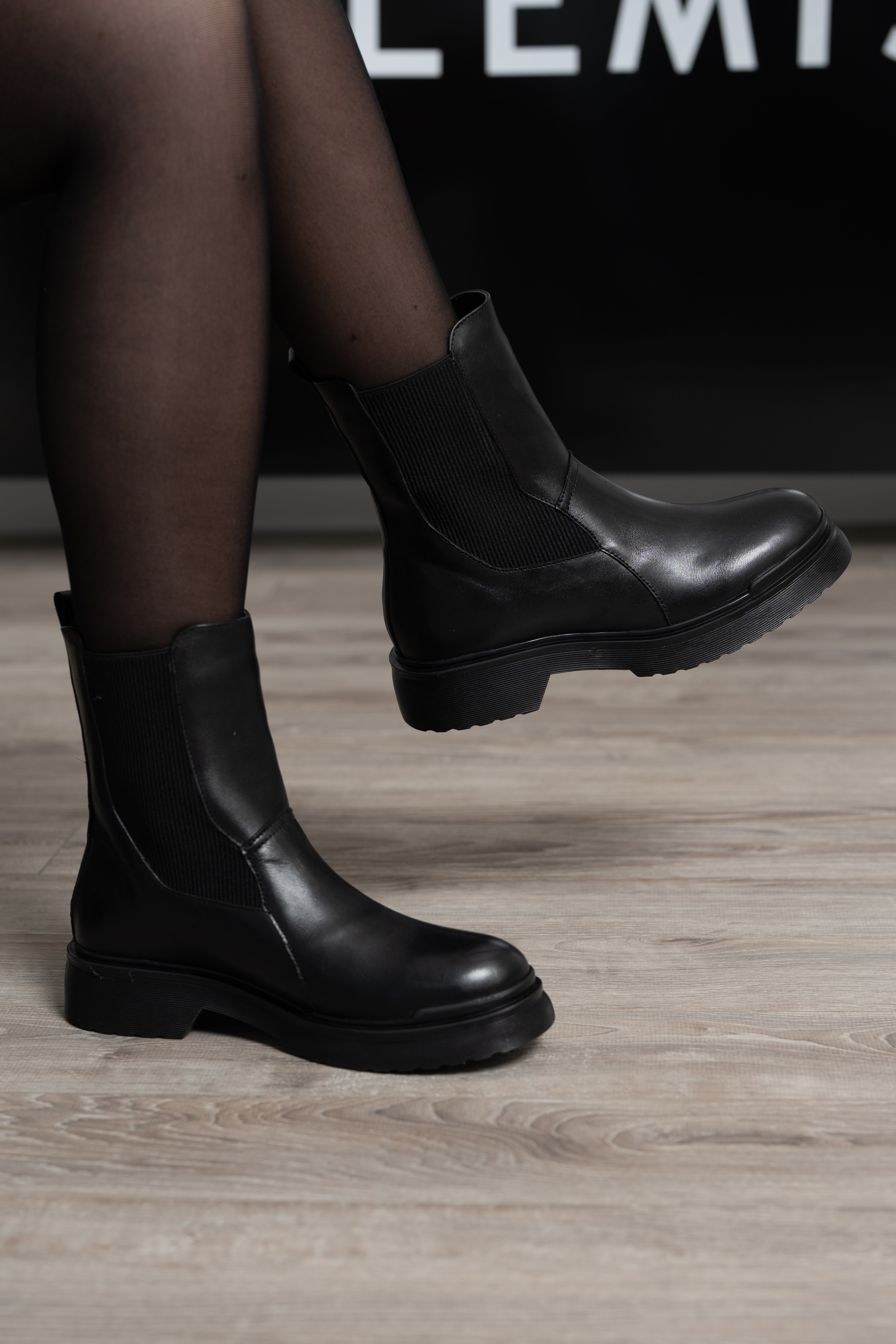 Ghete dama, Glemis, piele naturala - Cod: NE-421, Culoare: Negru Box, Marime: 38 (25.2 cm)