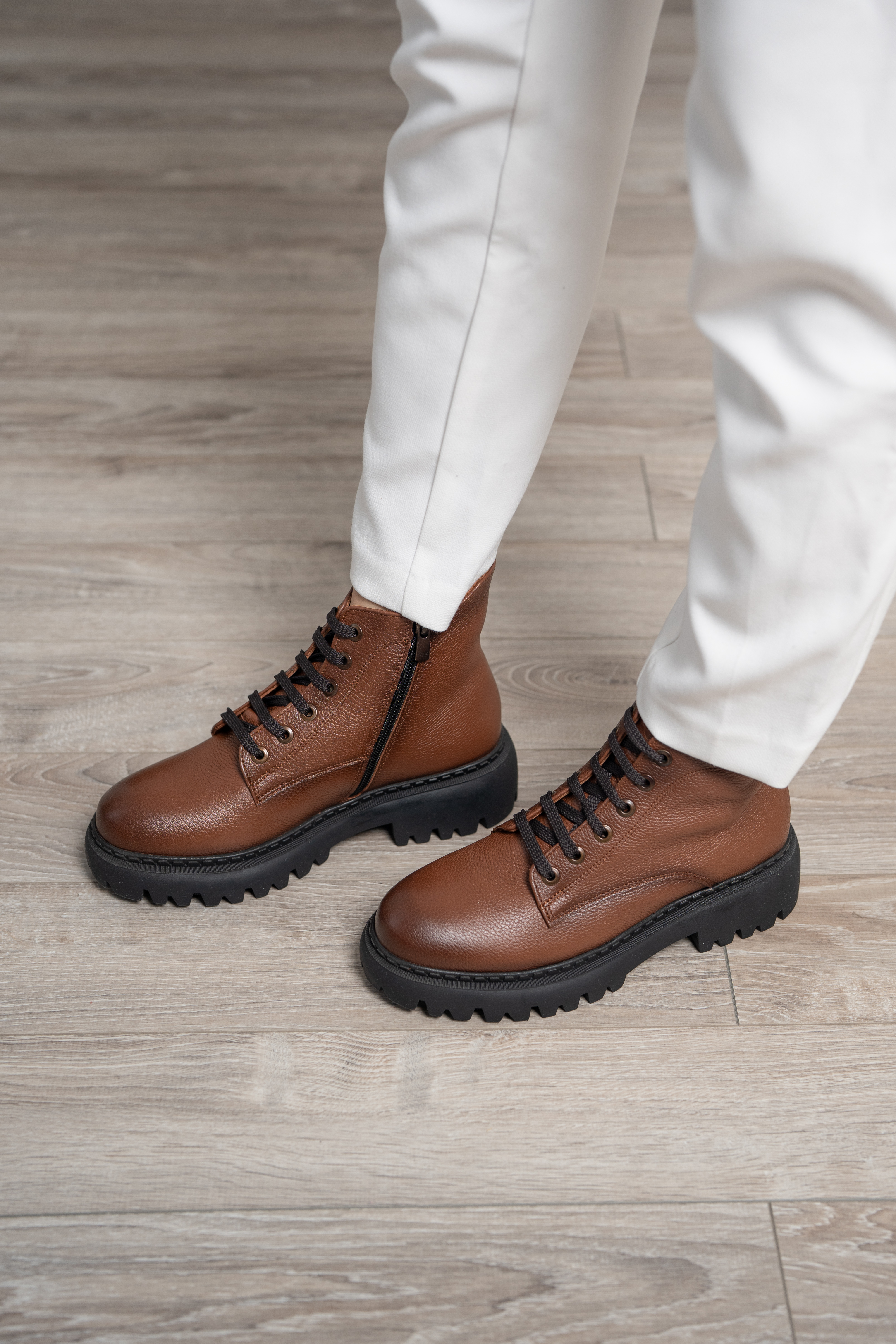 Ghete dama, Glemis, piele naturala - Cod: NE-422, Culoare: Maro Bizon, Marime: 38 (25.2 cm)