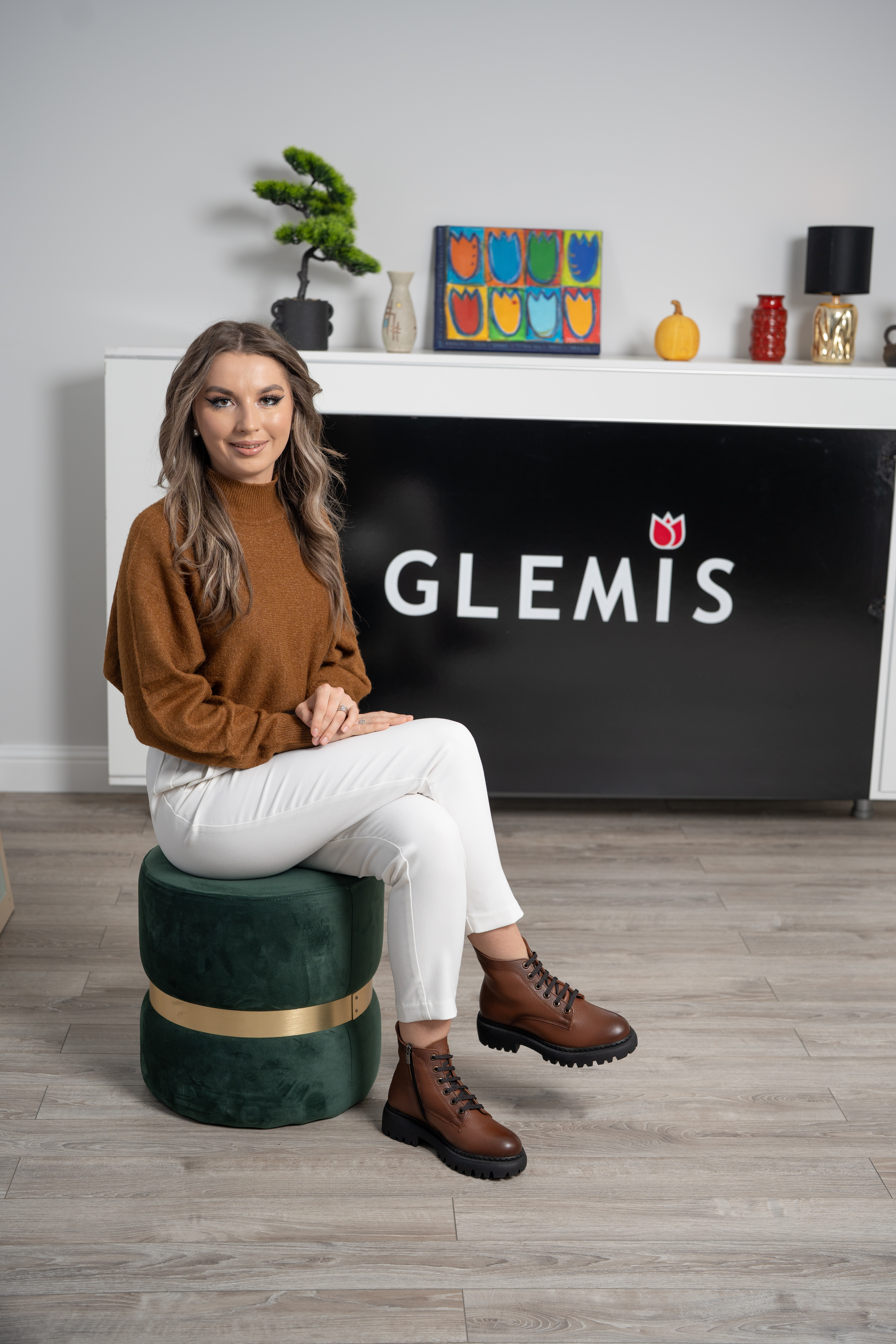 Ghete dama, Glemis, piele naturala - Cod: NE-422, Culoare: Maro Bizon, Marime: 38 (25.2 cm)