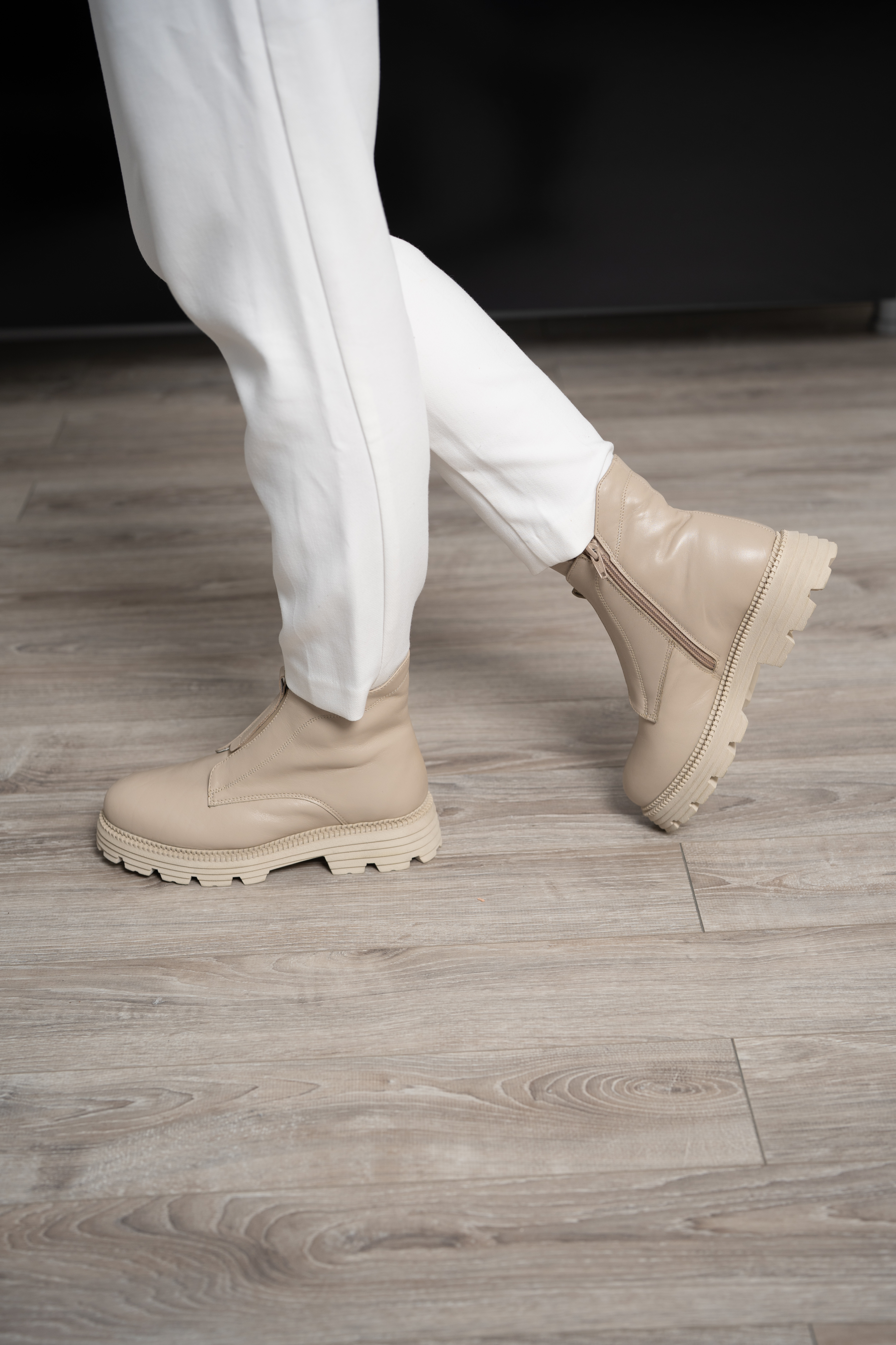 Ghete dama, Glemis, piele naturala - Cod: NE-423, Culoare: Bej Box, Marime: 38 (25.2 cm)