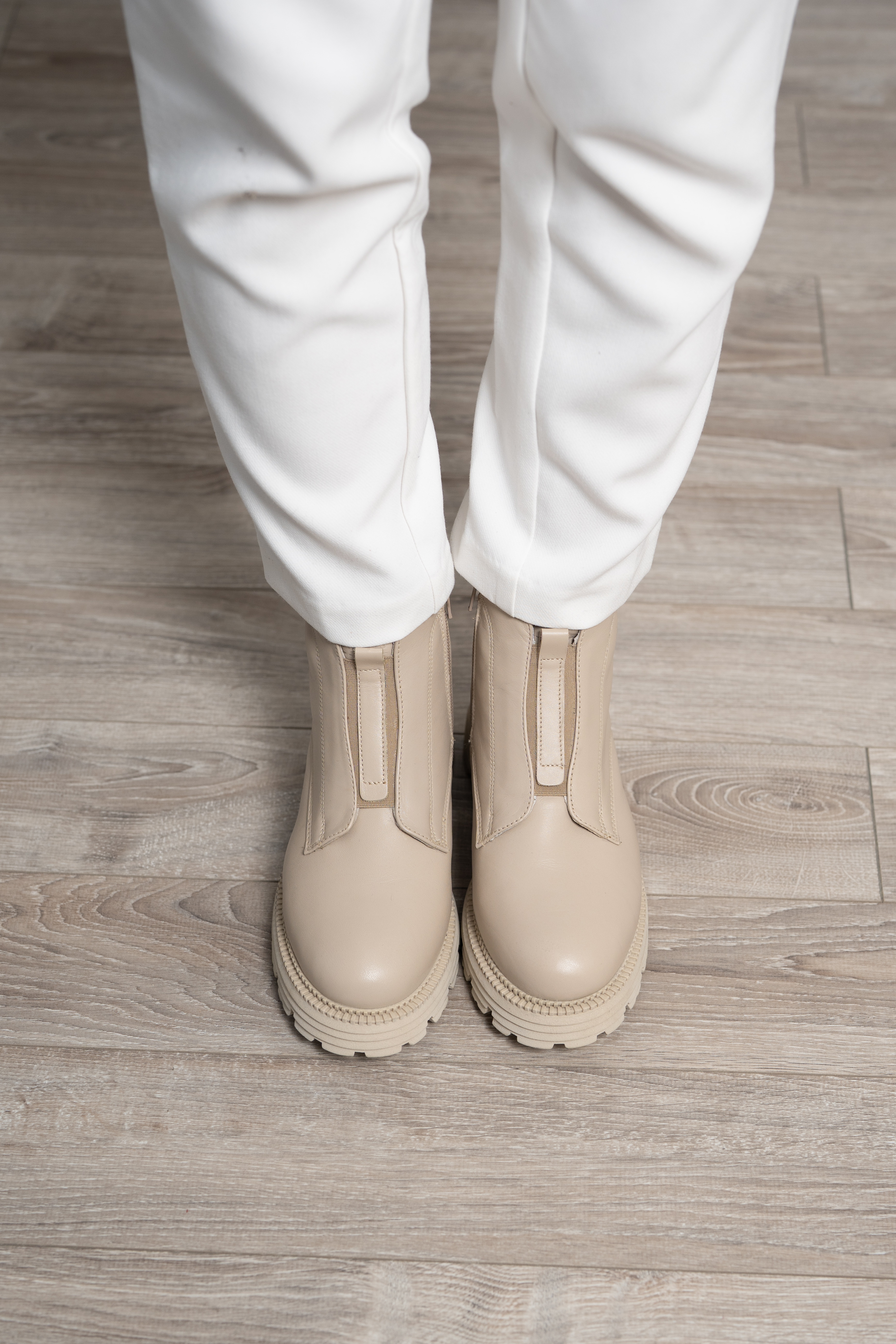 Ghete dama, Glemis, piele naturala - Cod: NE-423, Culoare: Bej Box, Marime: 38 (25.2 cm)