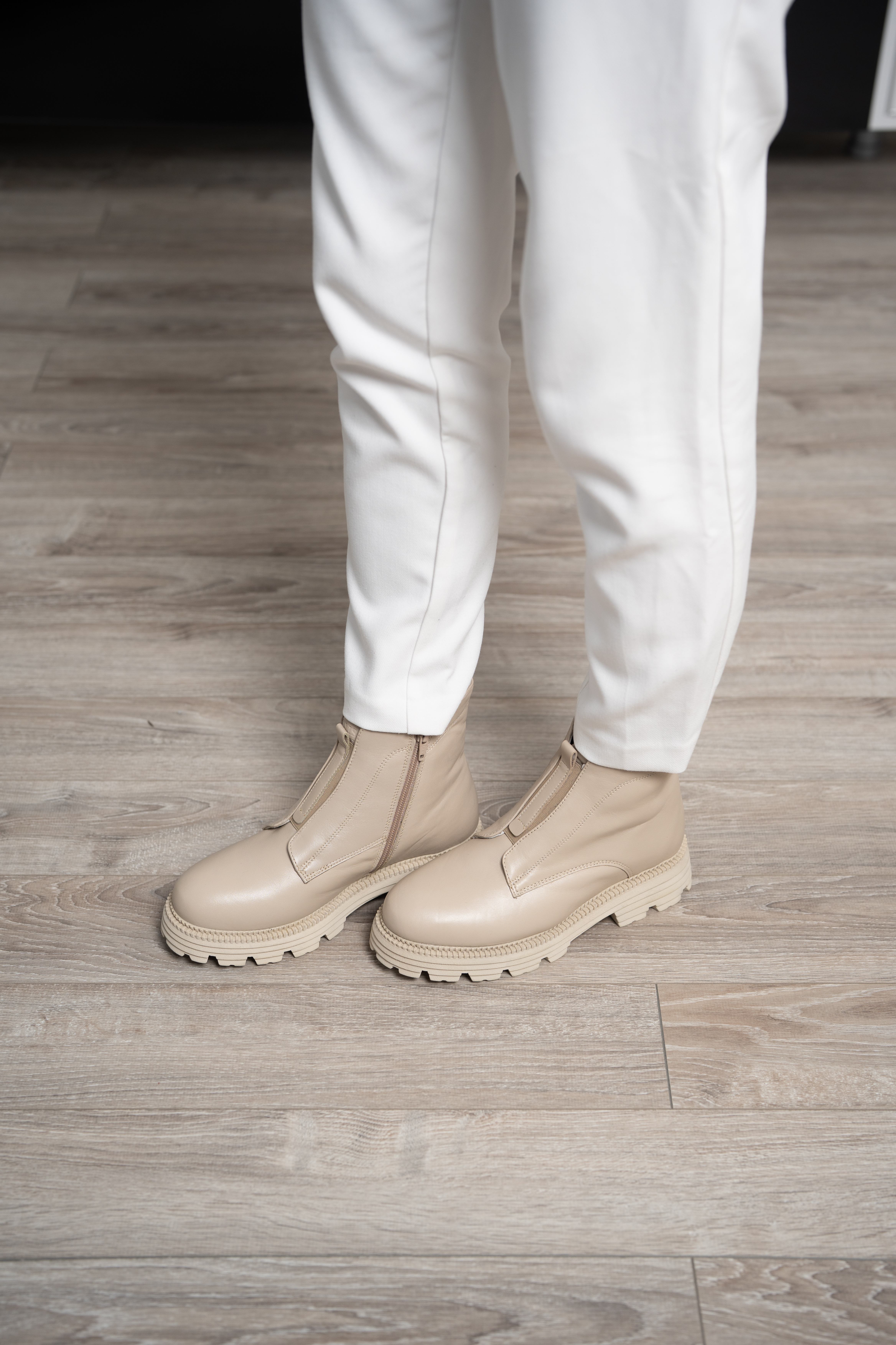 Ghete dama, Glemis, piele naturala - Cod: NE-423, Culoare: Bej Box, Marime: 38 (25.2 cm)