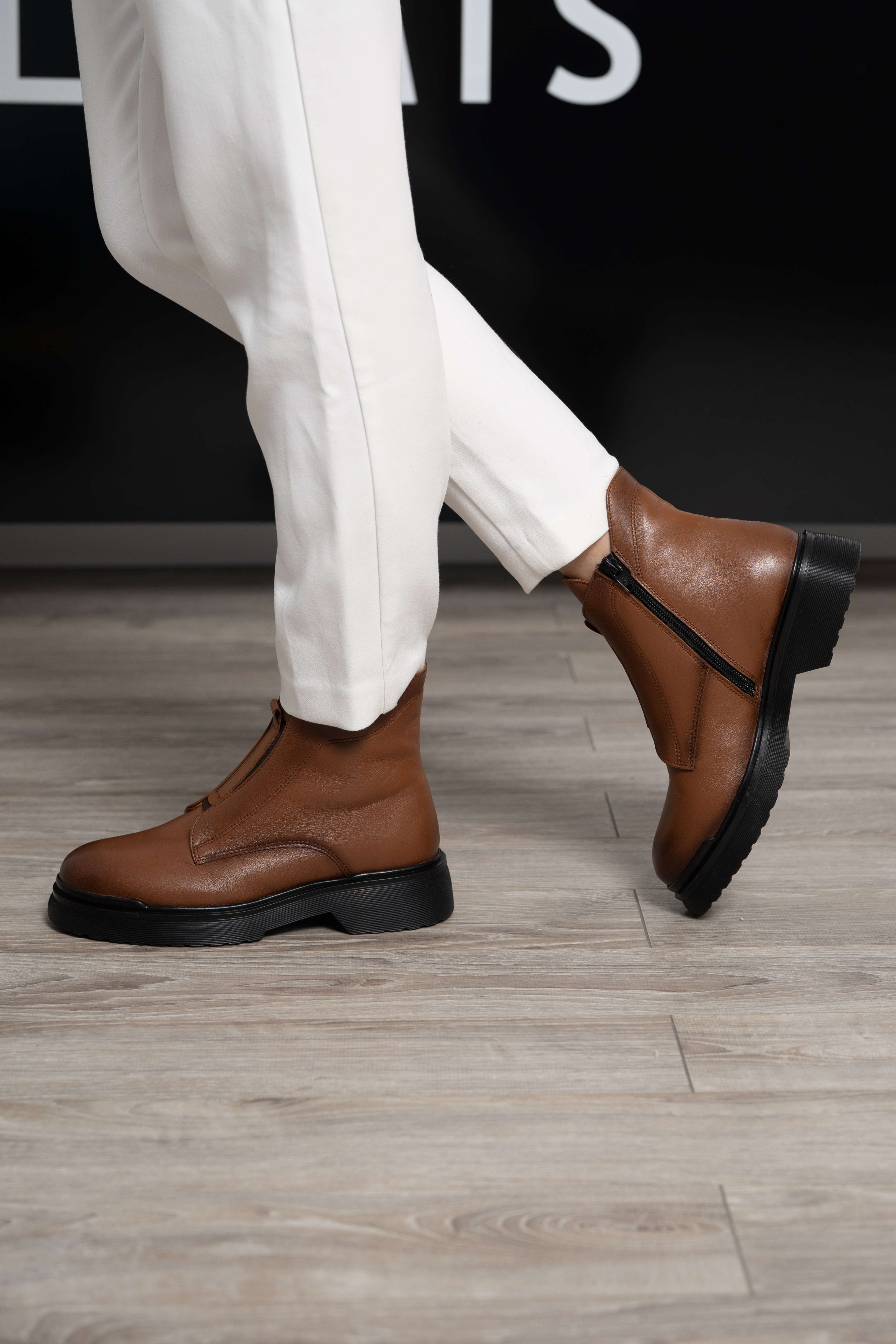 Ghete dama, Glemis, piele naturala - Cod: NE-423, Culoare: Maro Box, Marime: 38 (25.2 cm)