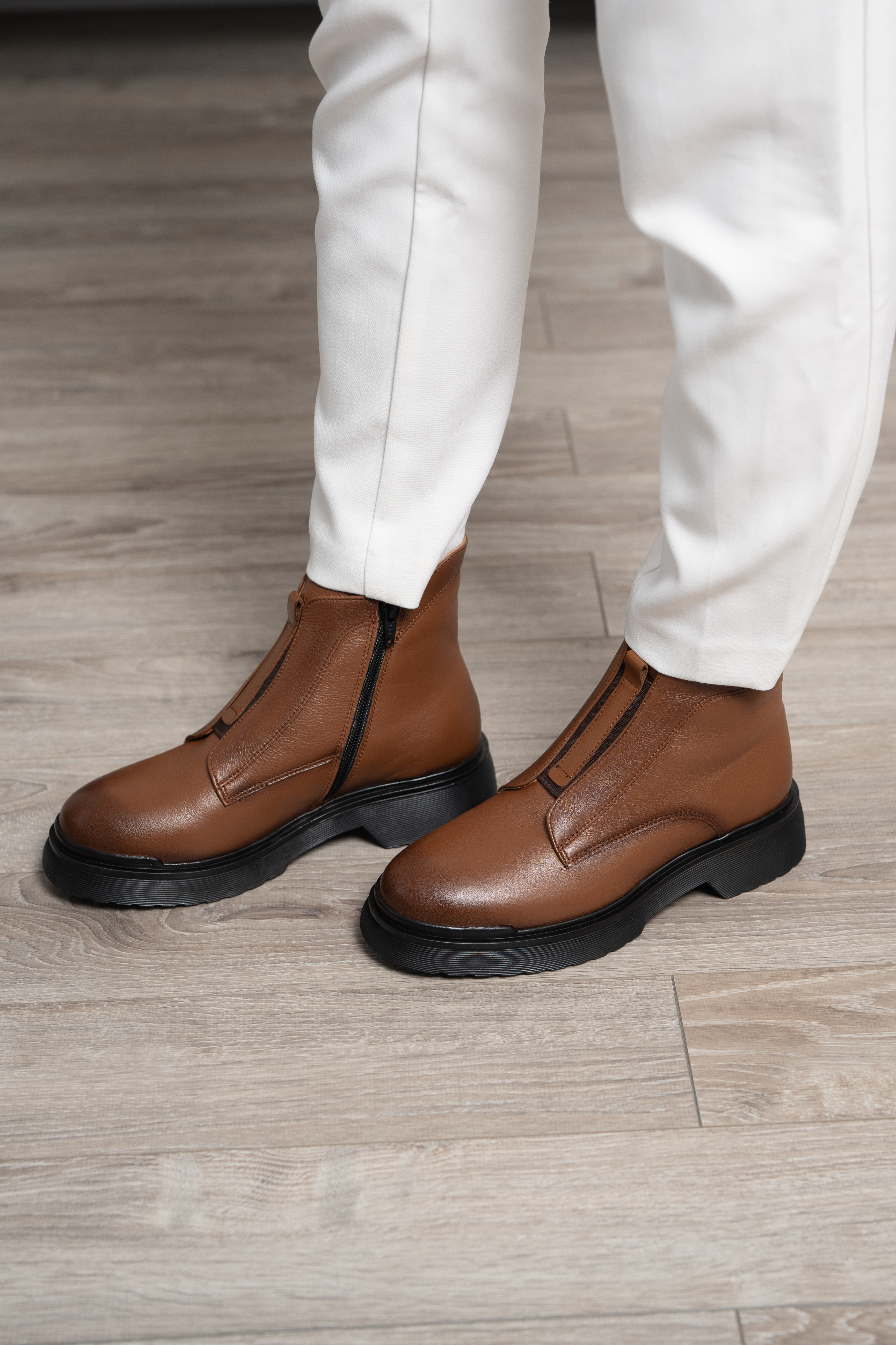 Ghete dama, Glemis, piele naturala - Cod: NE-423, Culoare: Maro Box, Marime: 38 (25.2 cm)