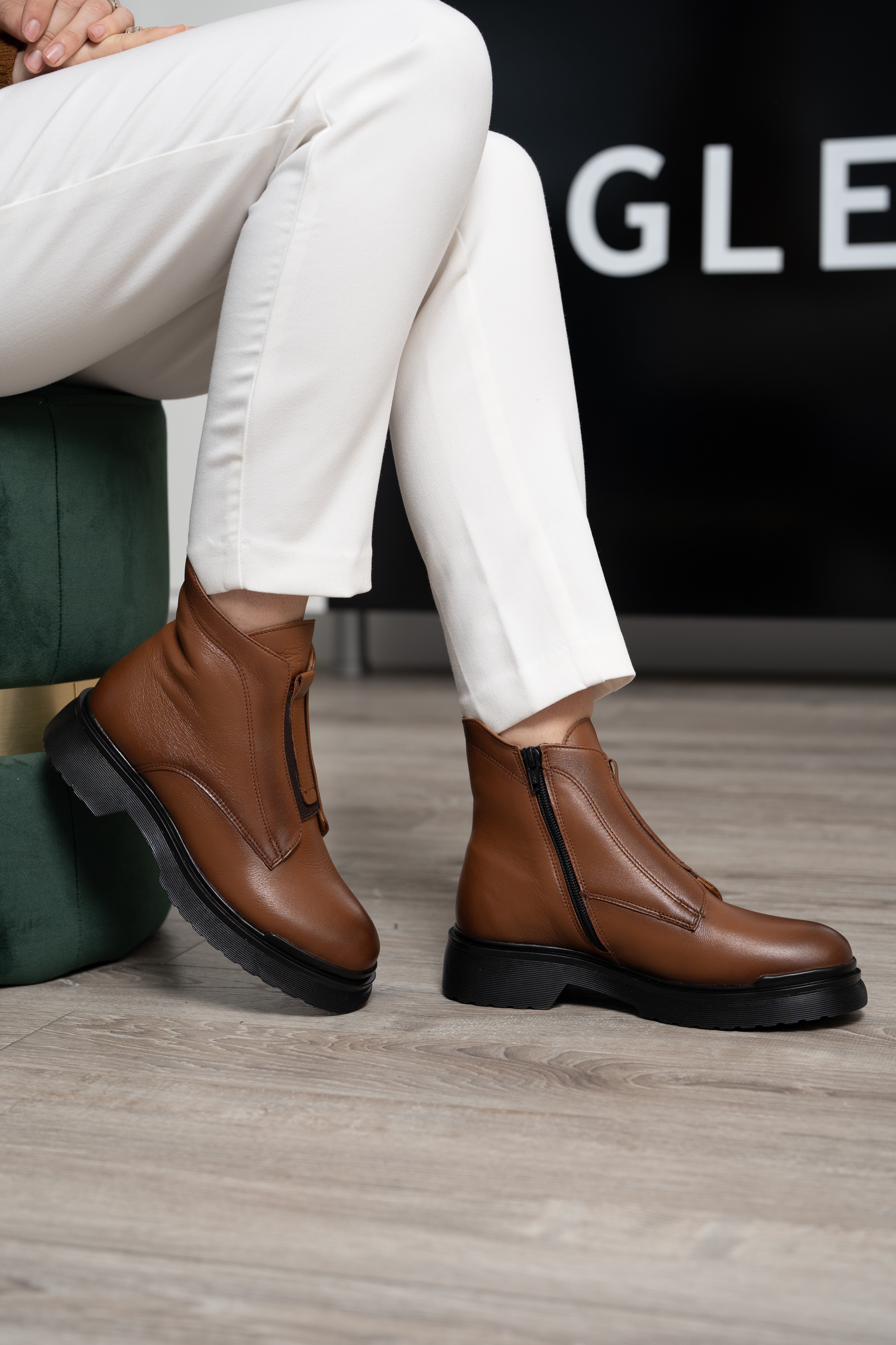 Ghete dama, Glemis, piele naturala - Cod: NE-423, Culoare: Maro Box, Marime: 38 (25.2 cm)