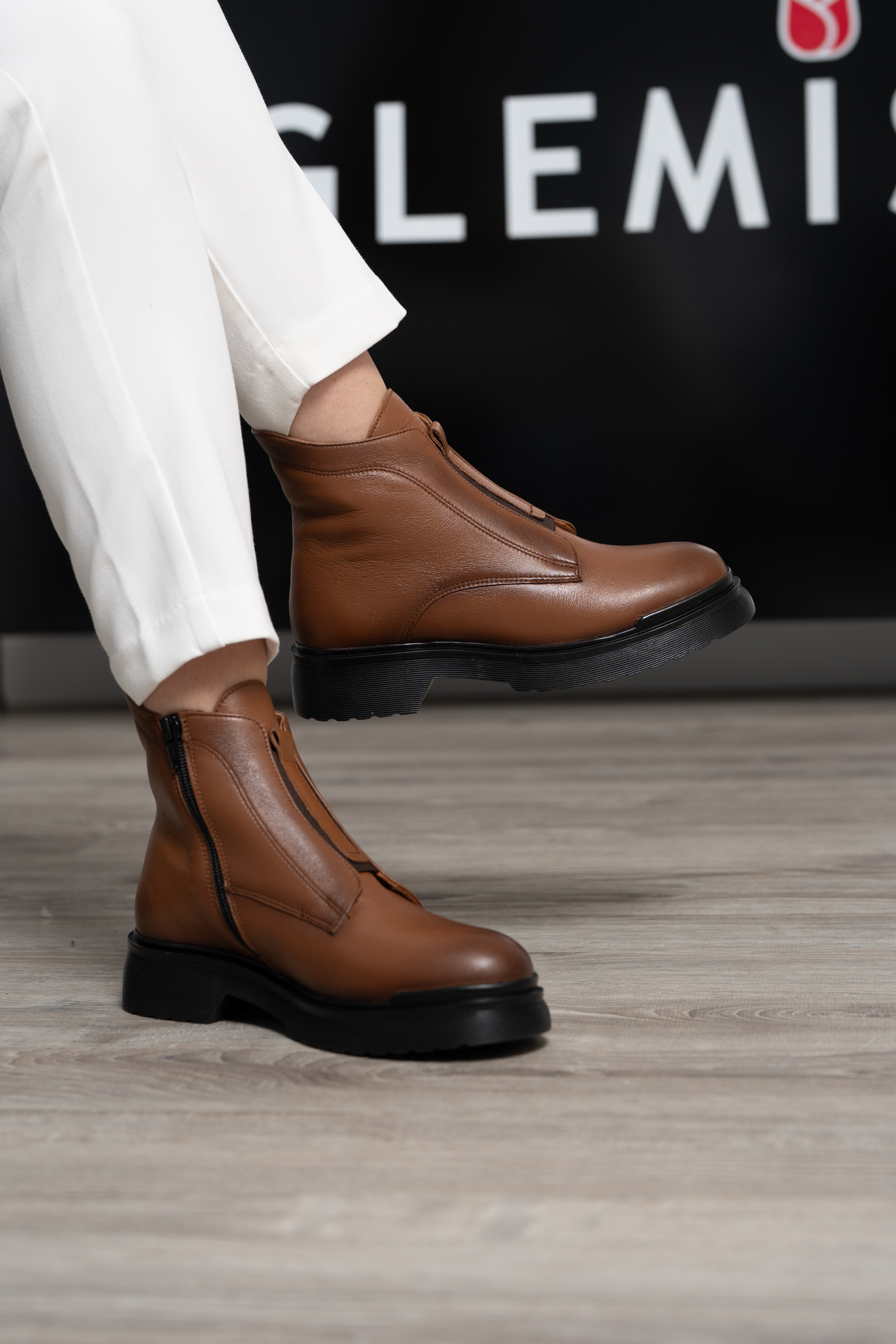 Ghete dama, Glemis, piele naturala - Cod: NE-423, Culoare: Maro Box, Marime: 38 (25.2 cm)