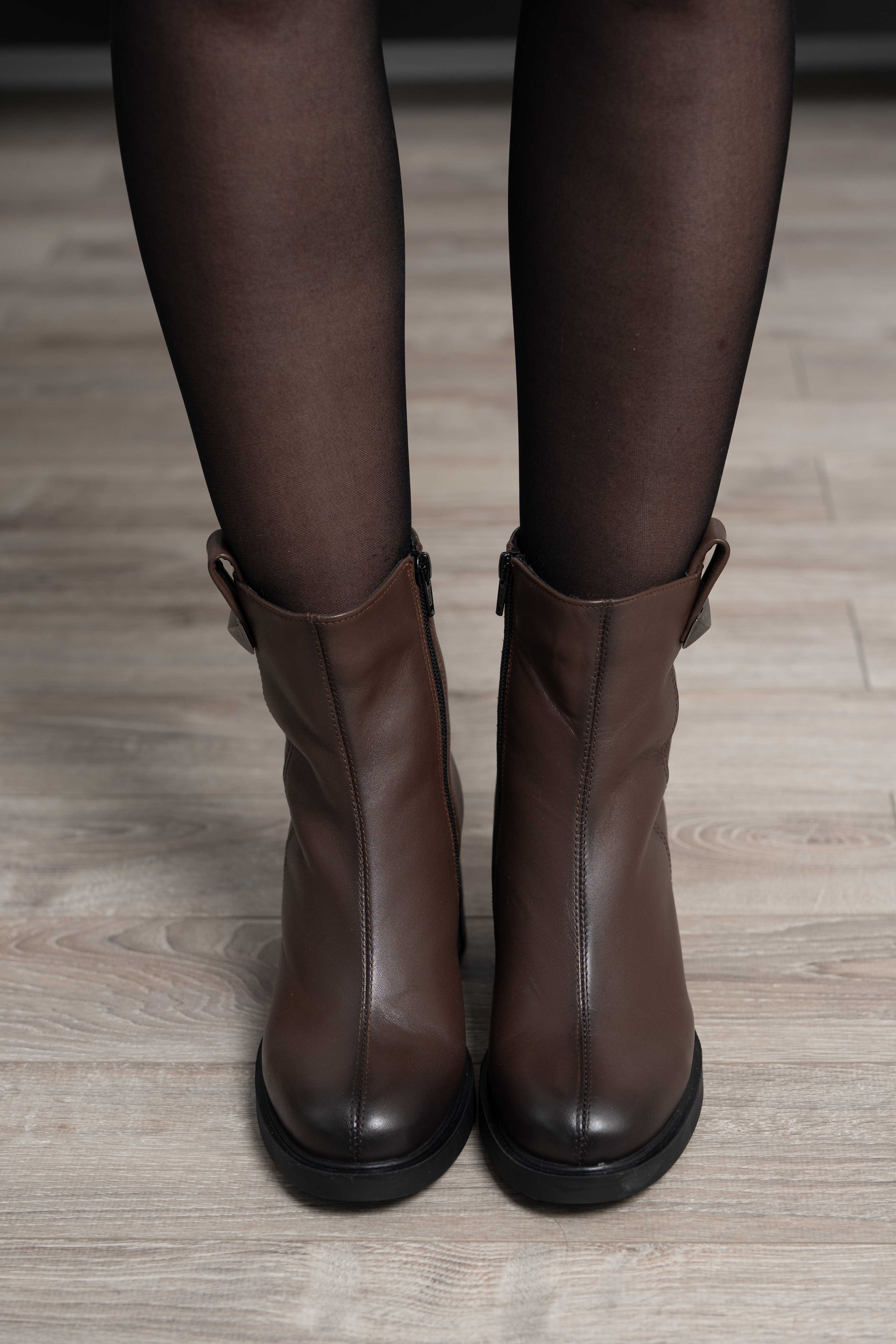 Botine dama, Glemis, piele naturala - Cod: NE-427, Culoare: Maro Inchis Box, Marime: 38 (24.4 cm)