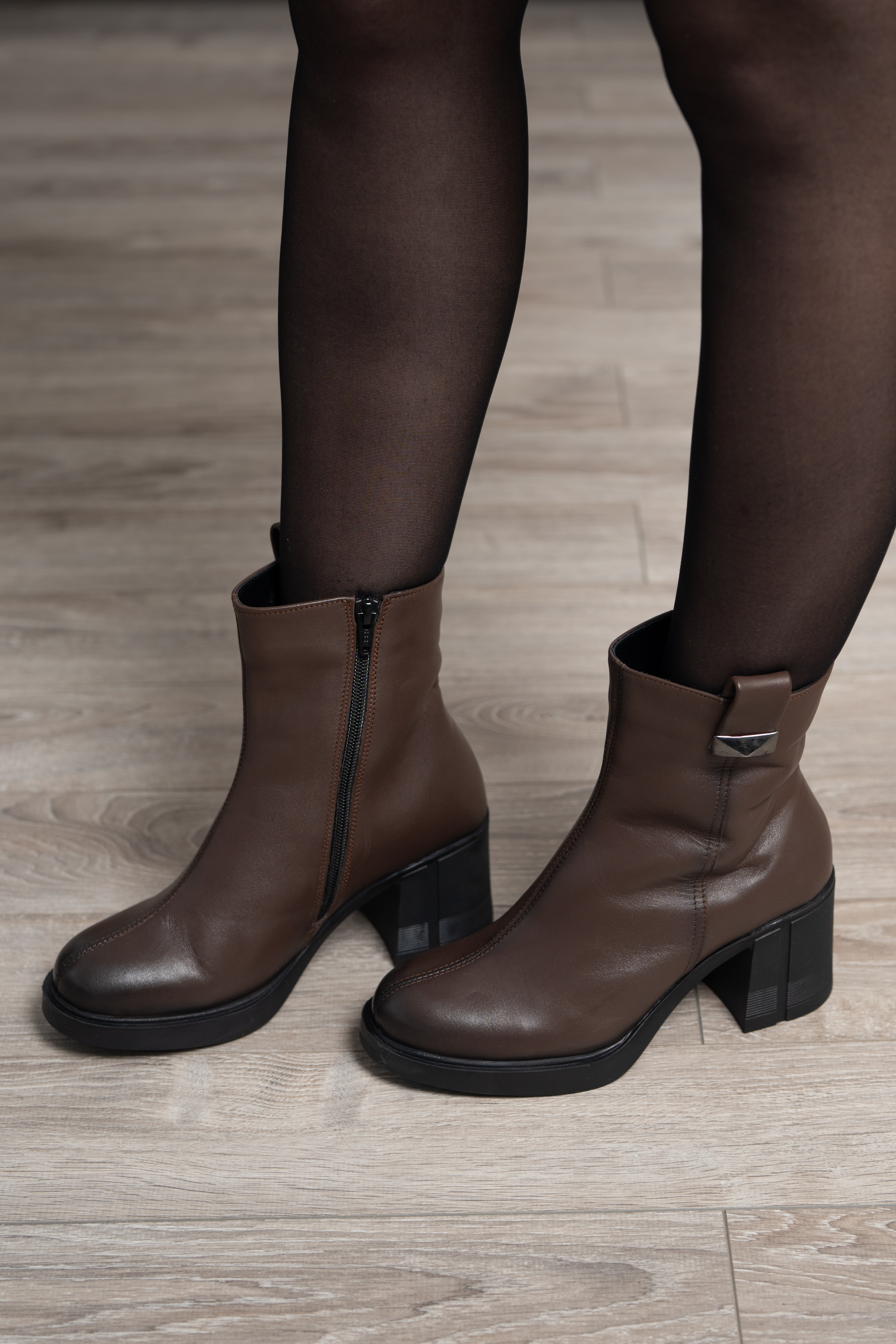 Botine dama, Glemis, piele naturala - Cod: NE-427, Culoare: Maro Inchis Box, Marime: 38 (24.4 cm)