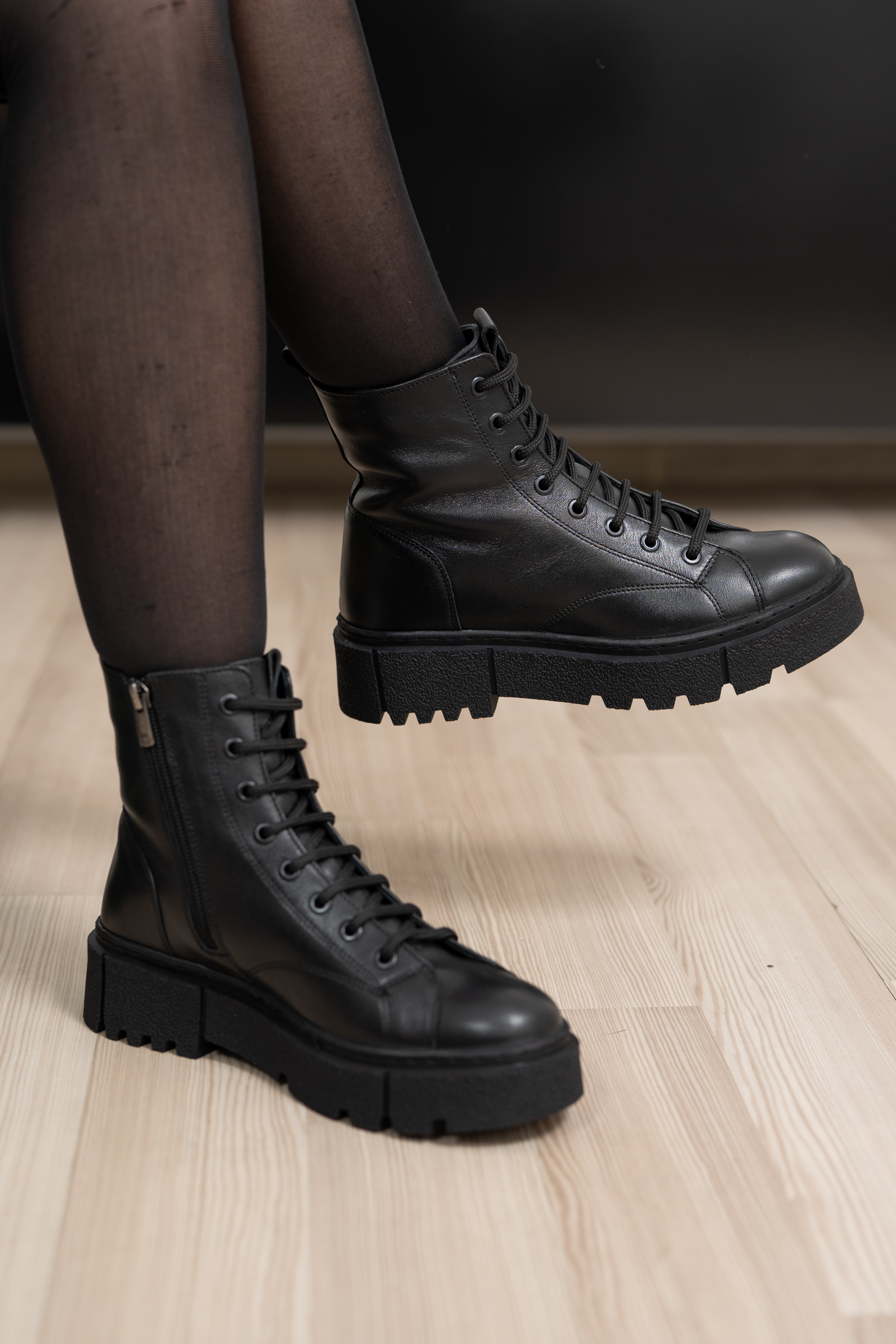 Ghete dama, Glemis, piele naturala - Cod: NE-428, Culoare: Negru Box, Marime: 38 (25 cm)