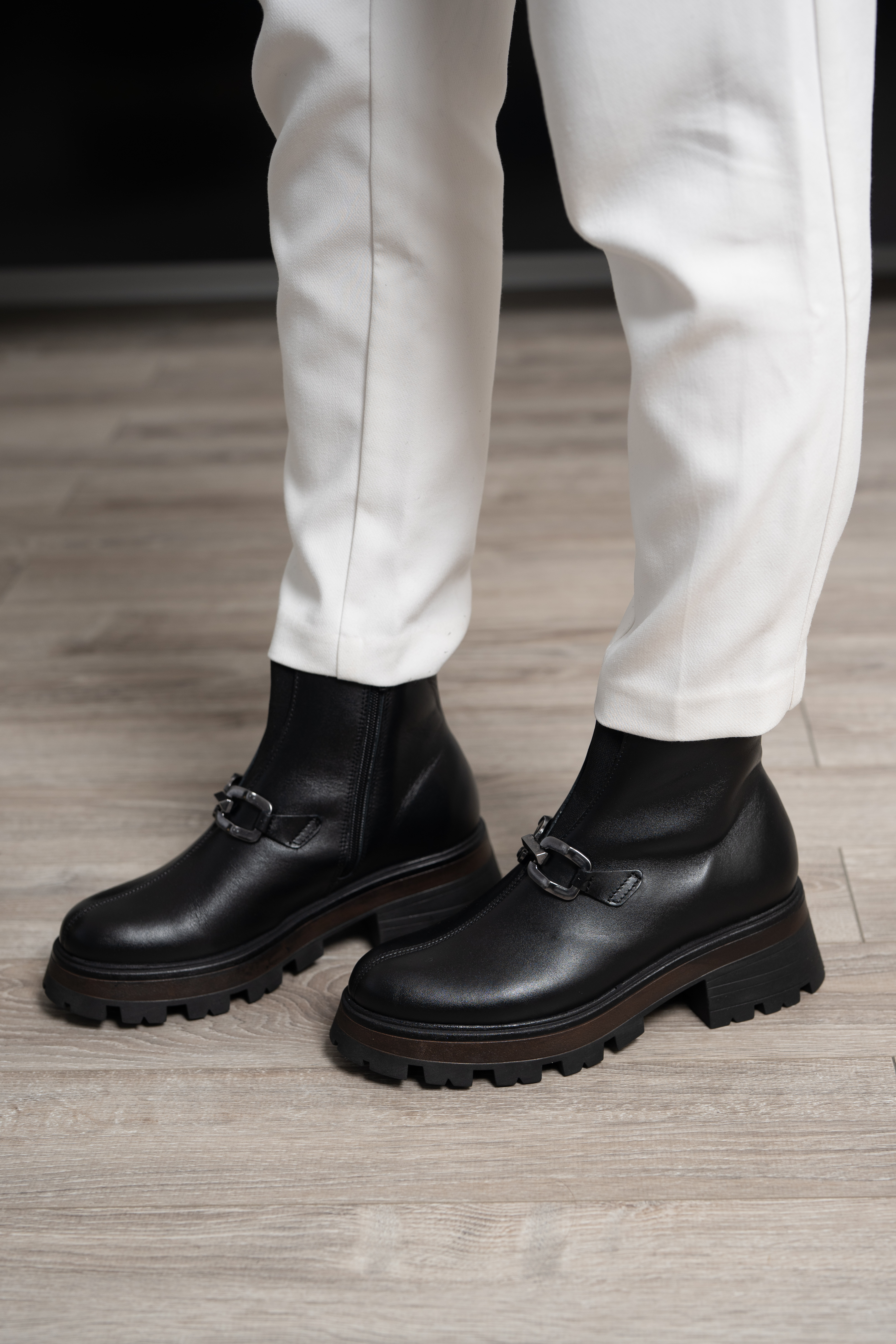 Ghete dama, Glemis, piele naturala - Cod: NE-429, Culoare: Negru Box, Marime: 38 (25.3 cm)