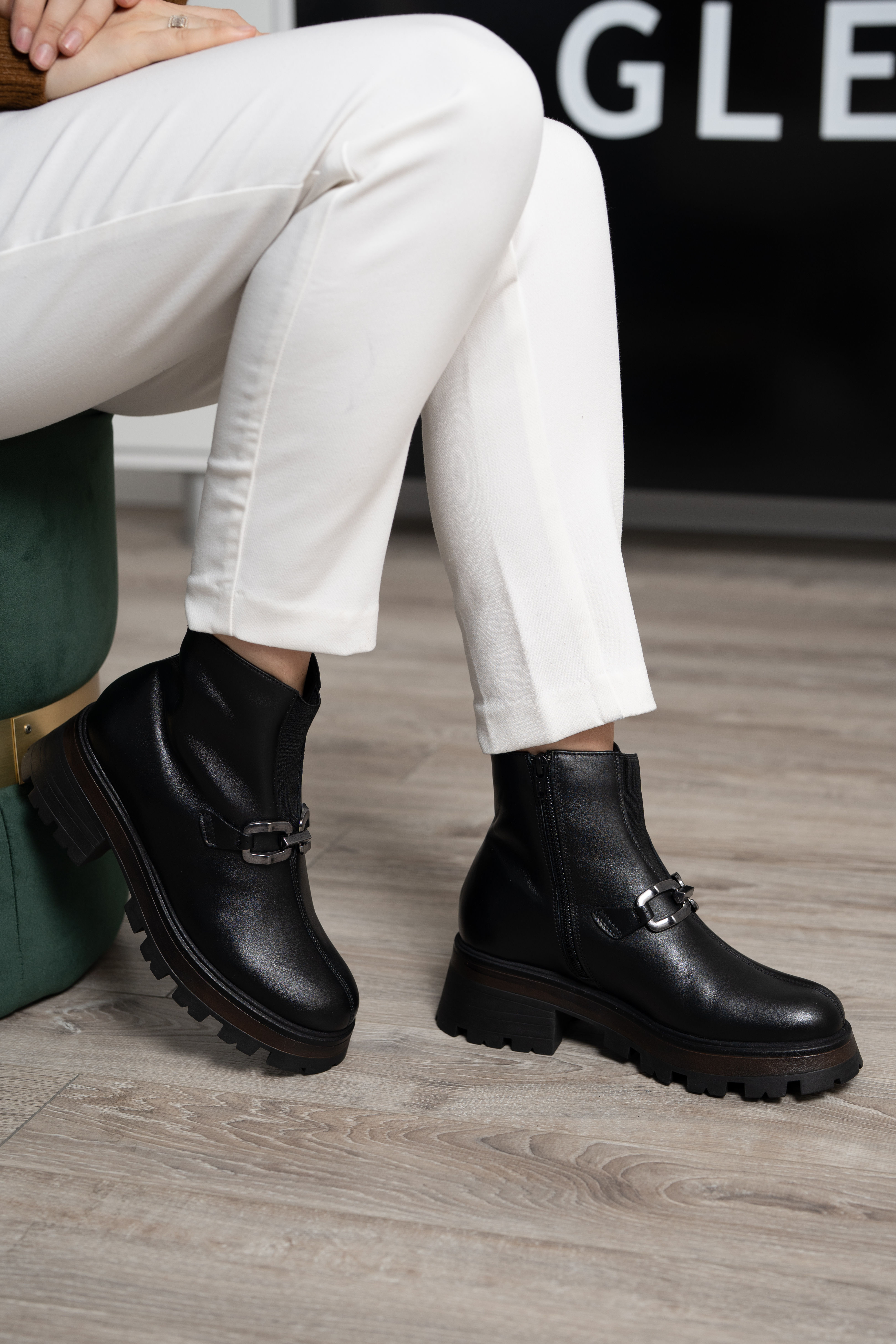 Ghete dama, Glemis, piele naturala - Cod: NE-429, Culoare: Negru Box, Marime: 38 (25.3 cm)