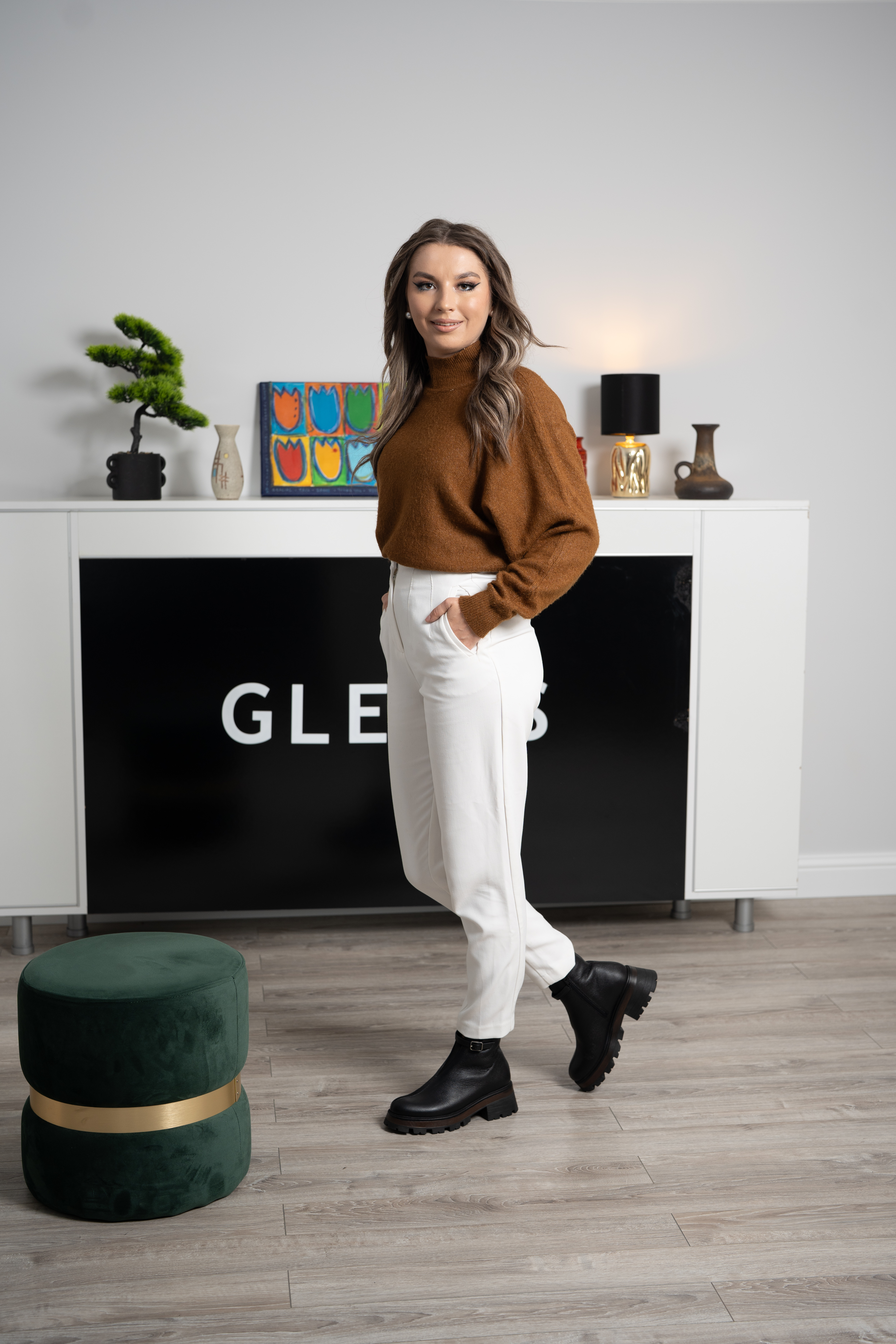 Ghete dama, Glemis, piele naturala - Cod: NE-430, Culoare: Negru Bizon, Marime: 38 (25.3 cm)