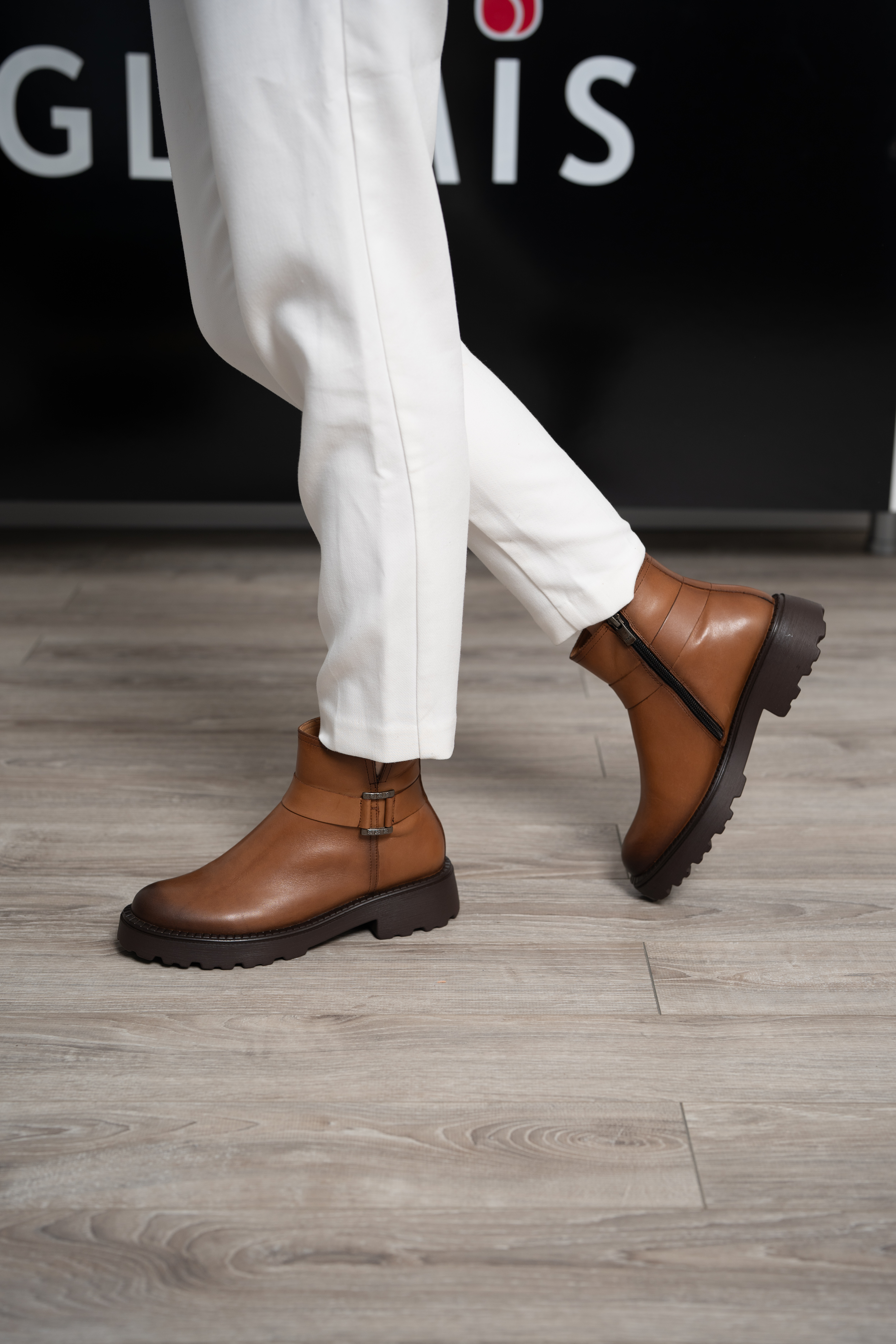 Ghete dama, Glemis, piele naturala - Cod: NE-434, Culoare: Maro Box, Marime: 38 (25.2 cm)