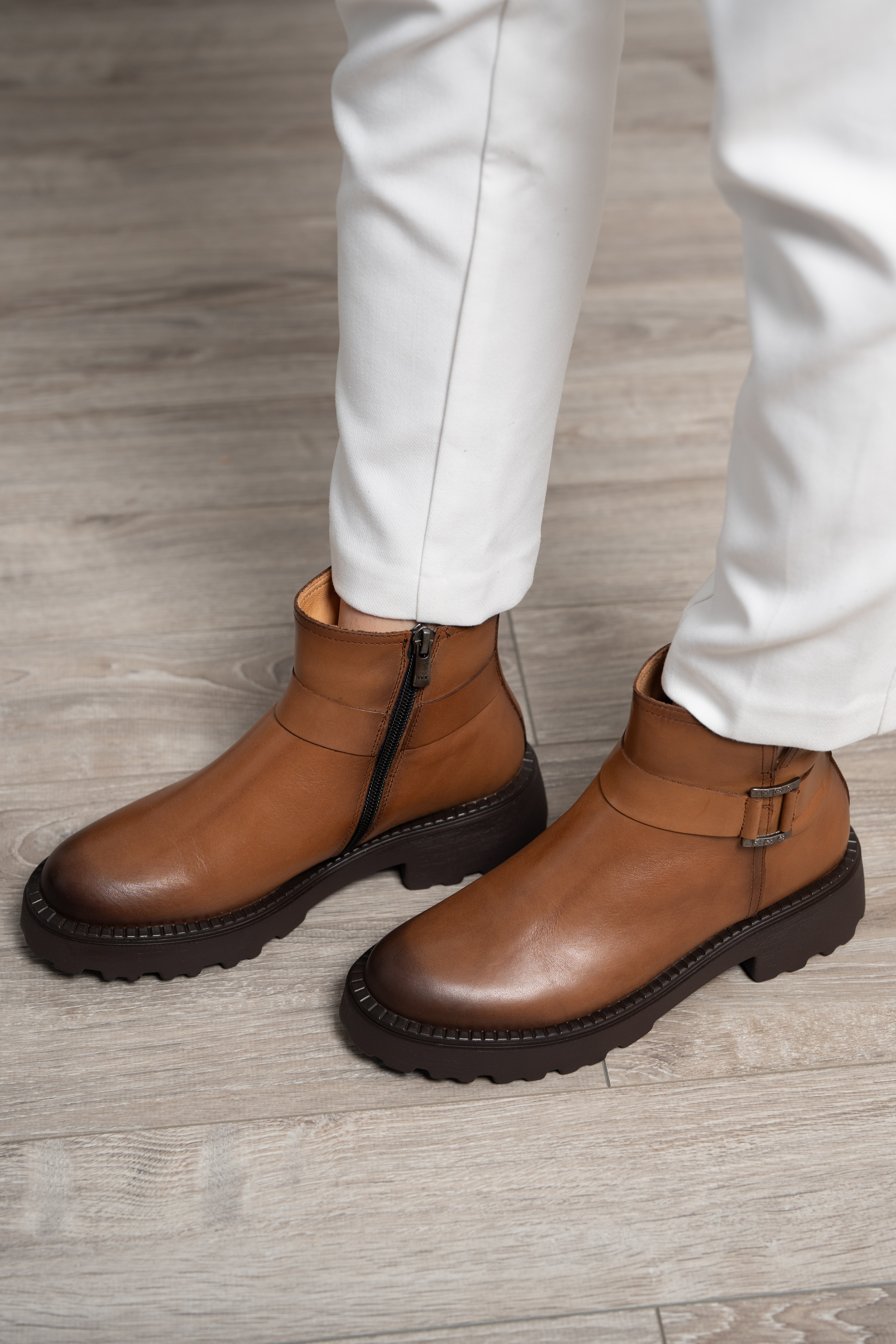 Ghete dama, Glemis, piele naturala - Cod: NE-434, Culoare: Maro Box, Marime: 38 (25.2 cm)