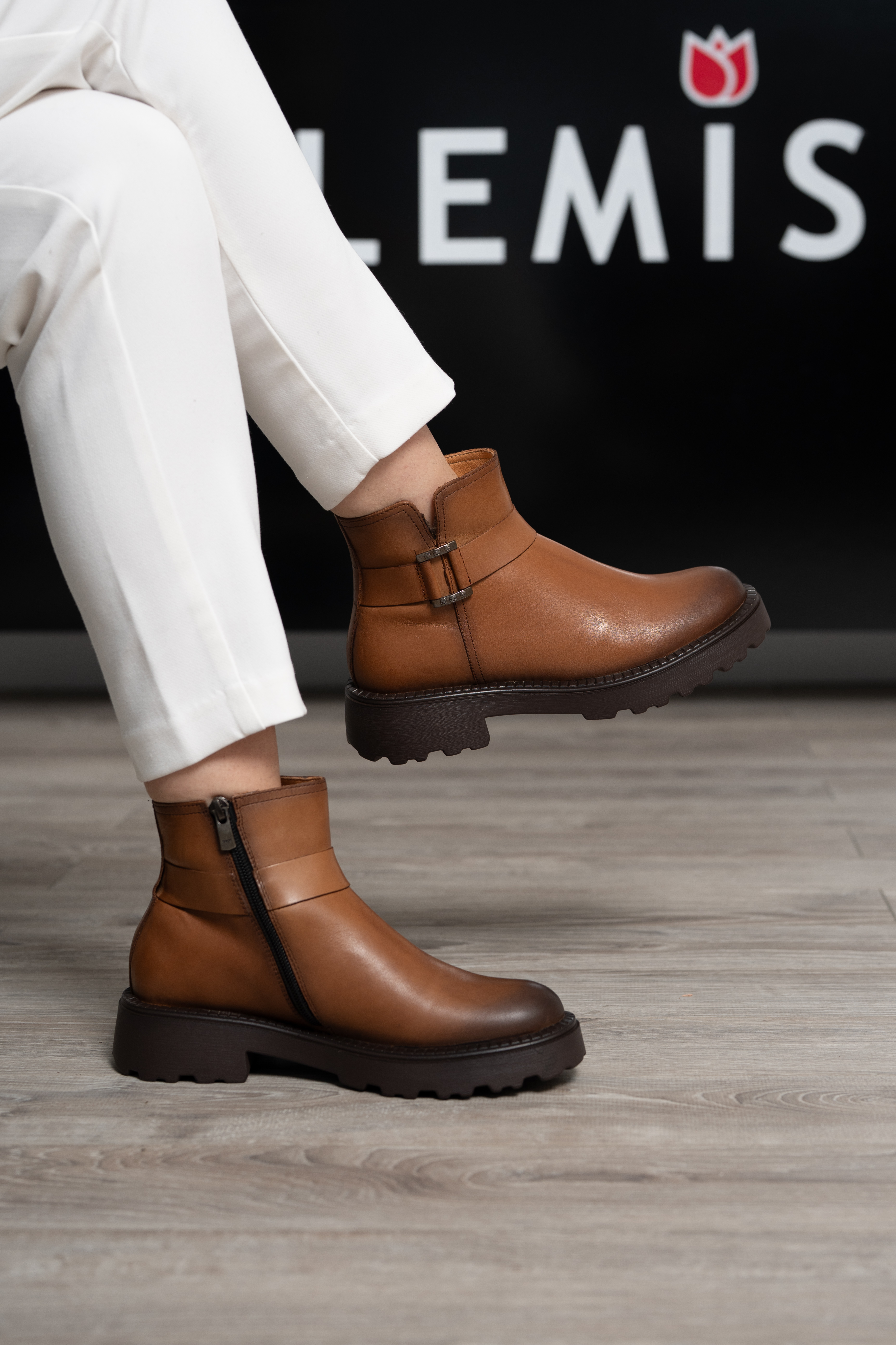 Ghete dama, Glemis, piele naturala - Cod: NE-434, Culoare: Maro Box, Marime: 38 (25.2 cm)