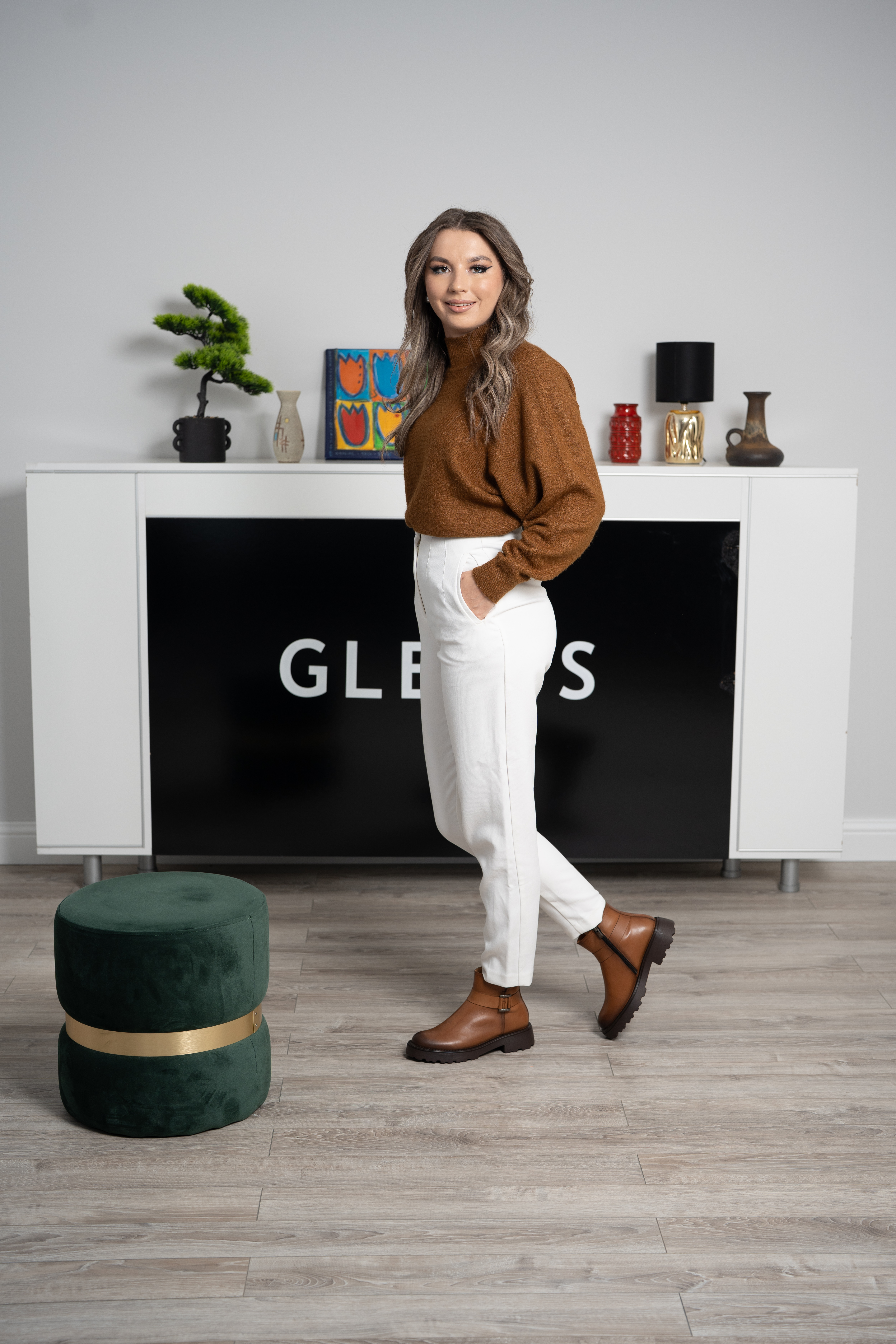 Ghete dama, Glemis, piele naturala - Cod: NE-434, Culoare: Maro Box, Marime: 38 (25.2 cm)