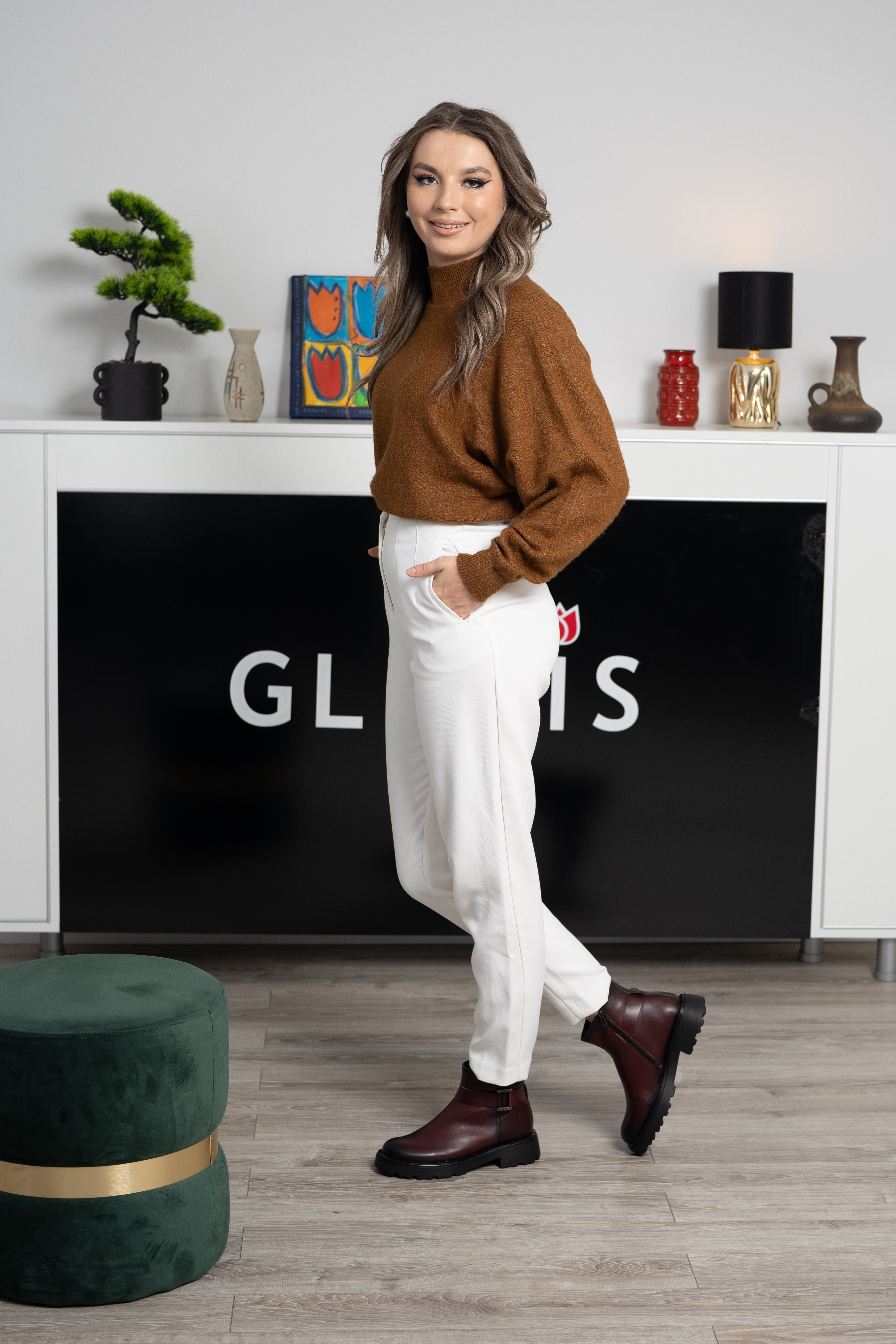 Ghete dama, Glemis, piele naturala - Cod: NE-434, Culoare: Visiniu Box, Marime: 38 (25.2 cm)