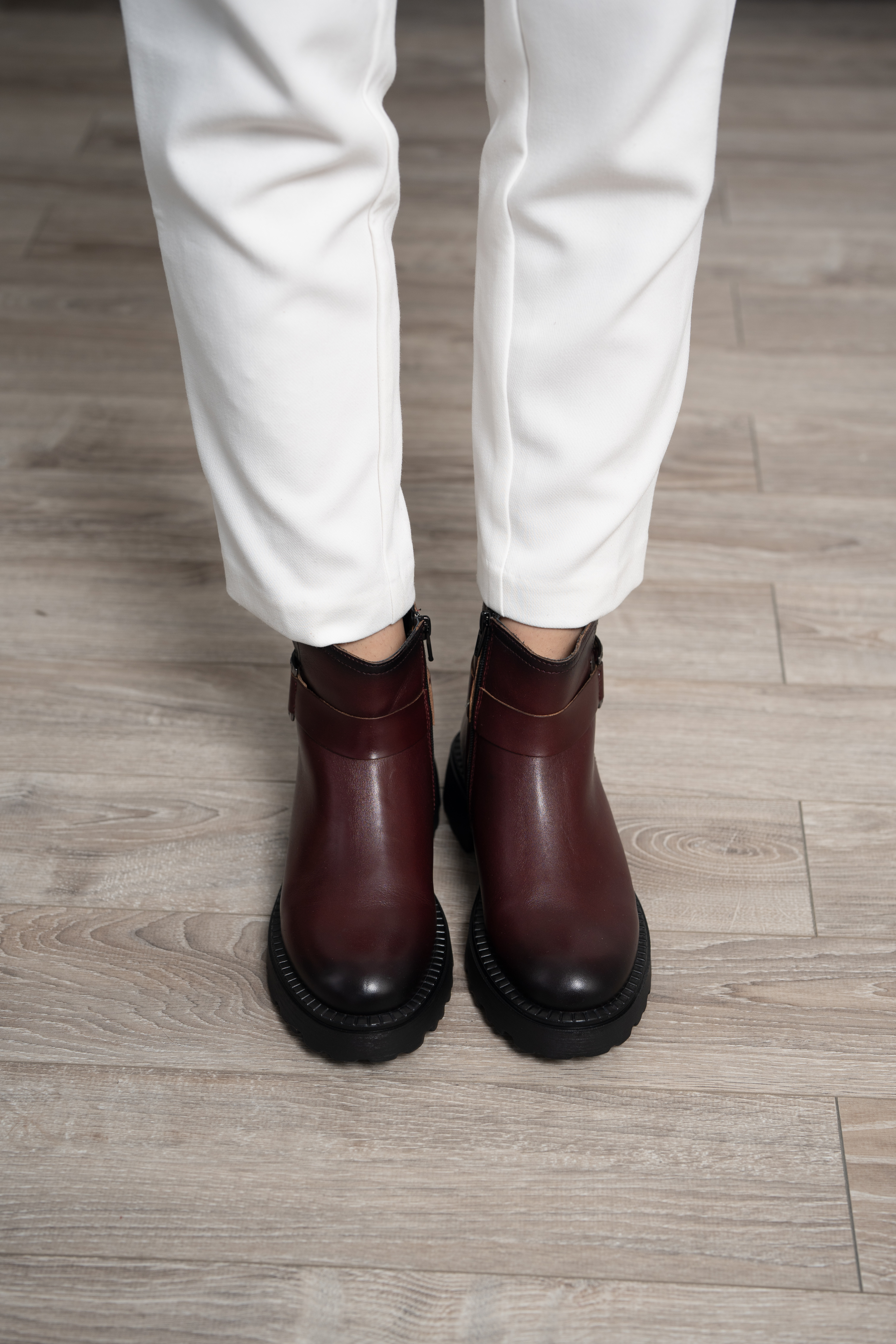 Ghete dama, Glemis, piele naturala - Cod: NE-434, Culoare: Visiniu Box, Marime: 38 (25.2 cm)