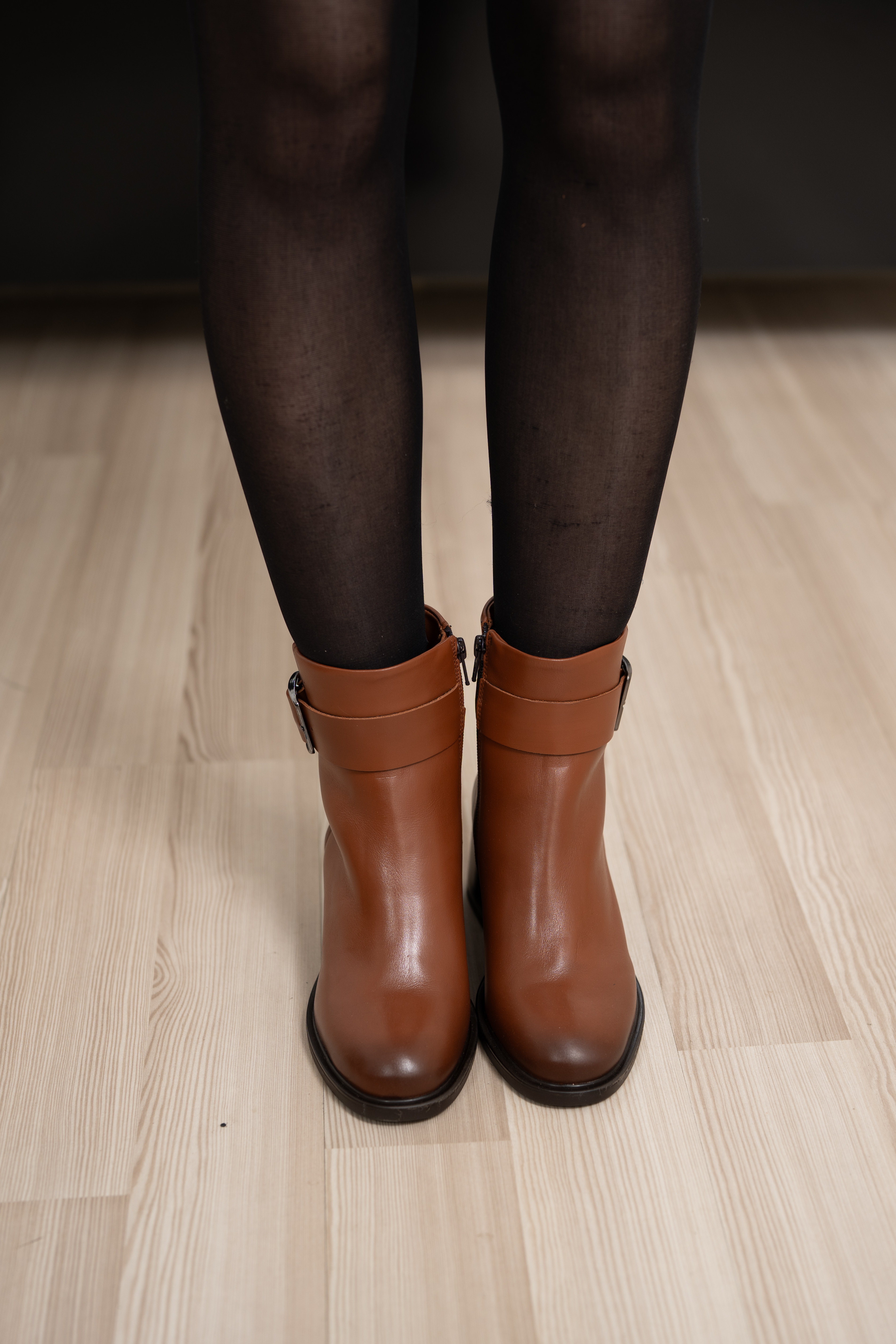 Botine dama, Glemis, piele naturala - Cod: NE-488, Culoare: Maro Deschis, Marime: 40 (26 cm)