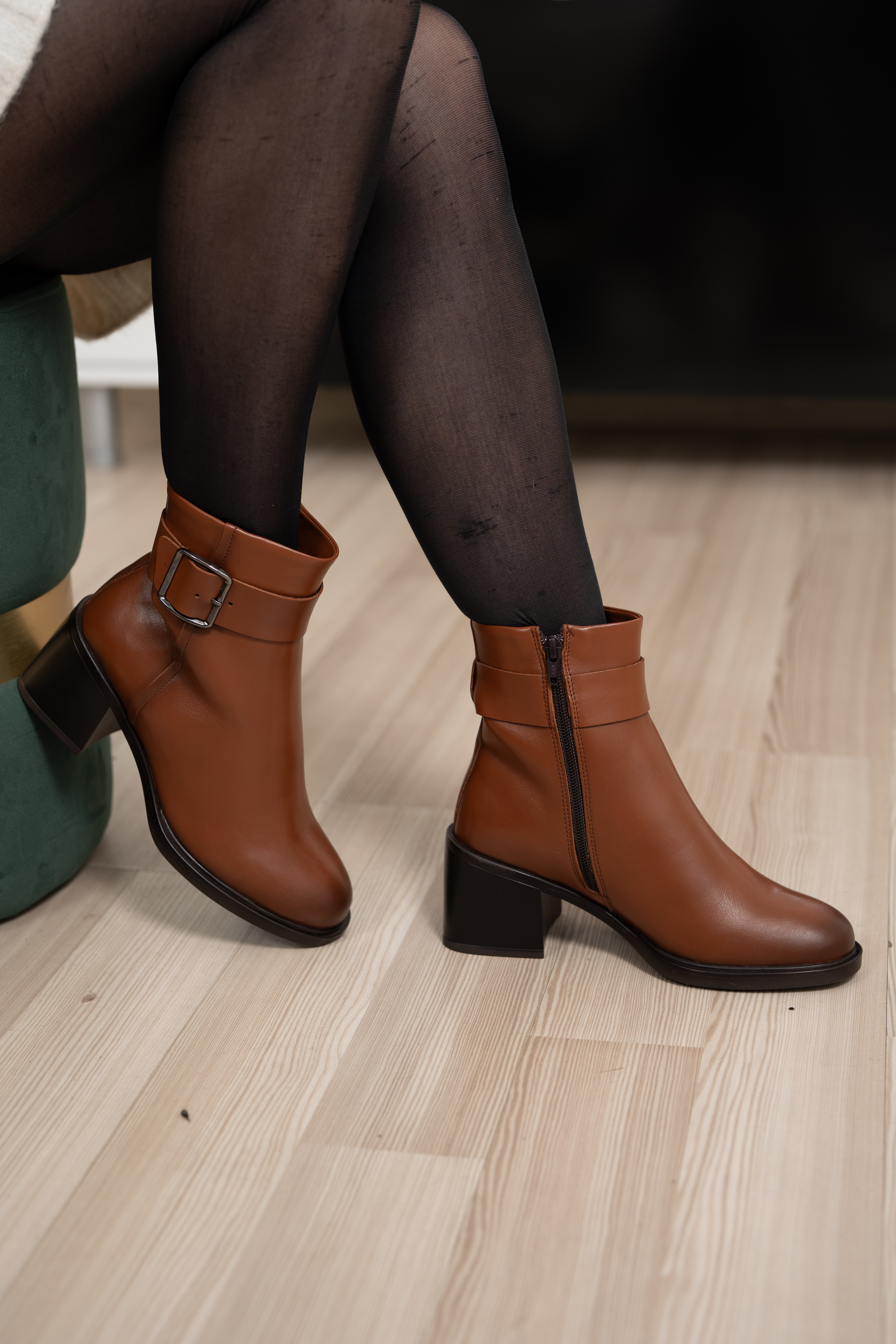 Botine dama, Glemis, piele naturala - Cod: NE-488, Culoare: Maro Deschis, Marime: 40 (26 cm)