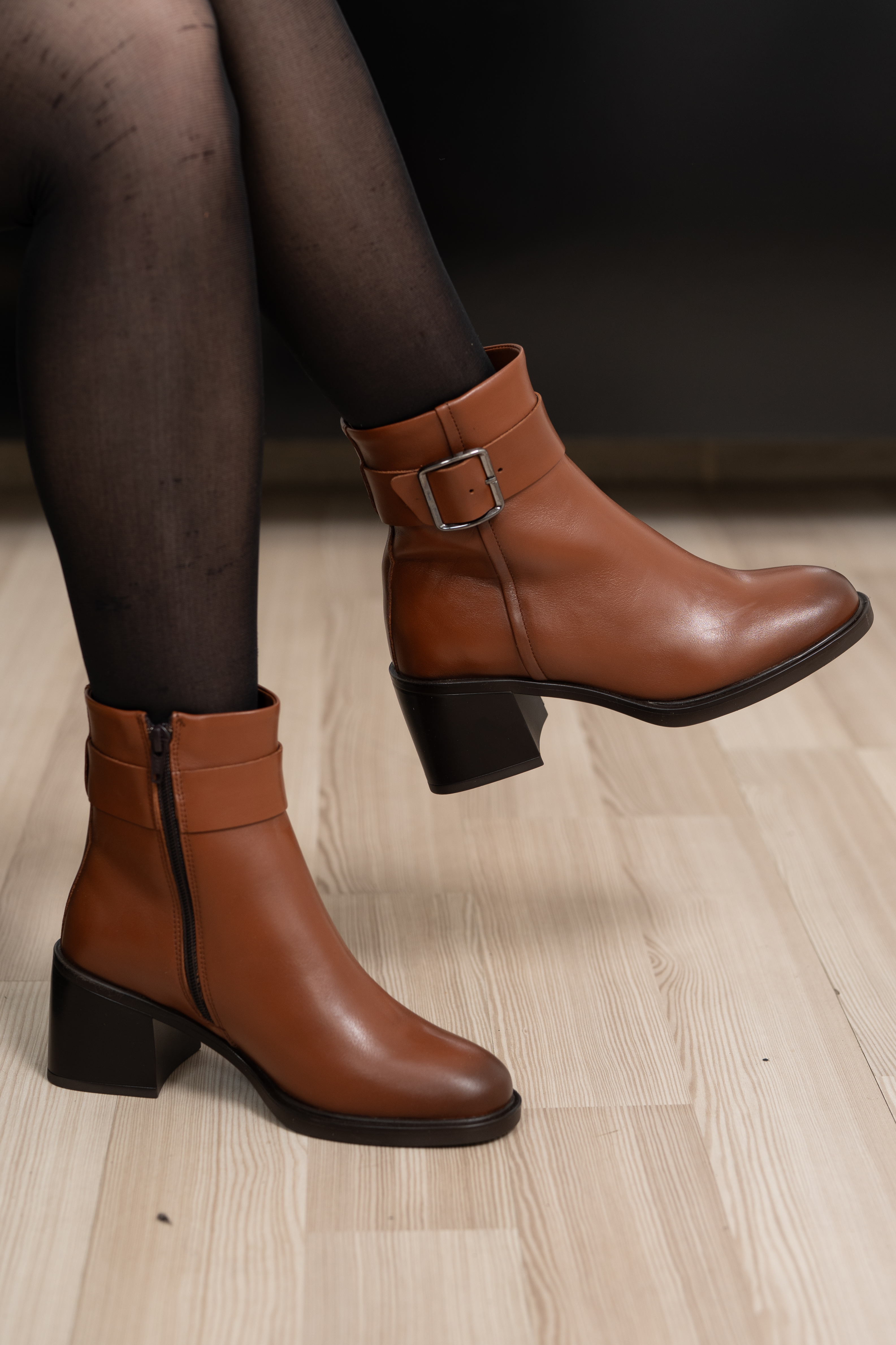 Botine dama, Glemis, piele naturala - Cod: NE-488, Culoare: Maro Deschis, Marime: 40 (26 cm)