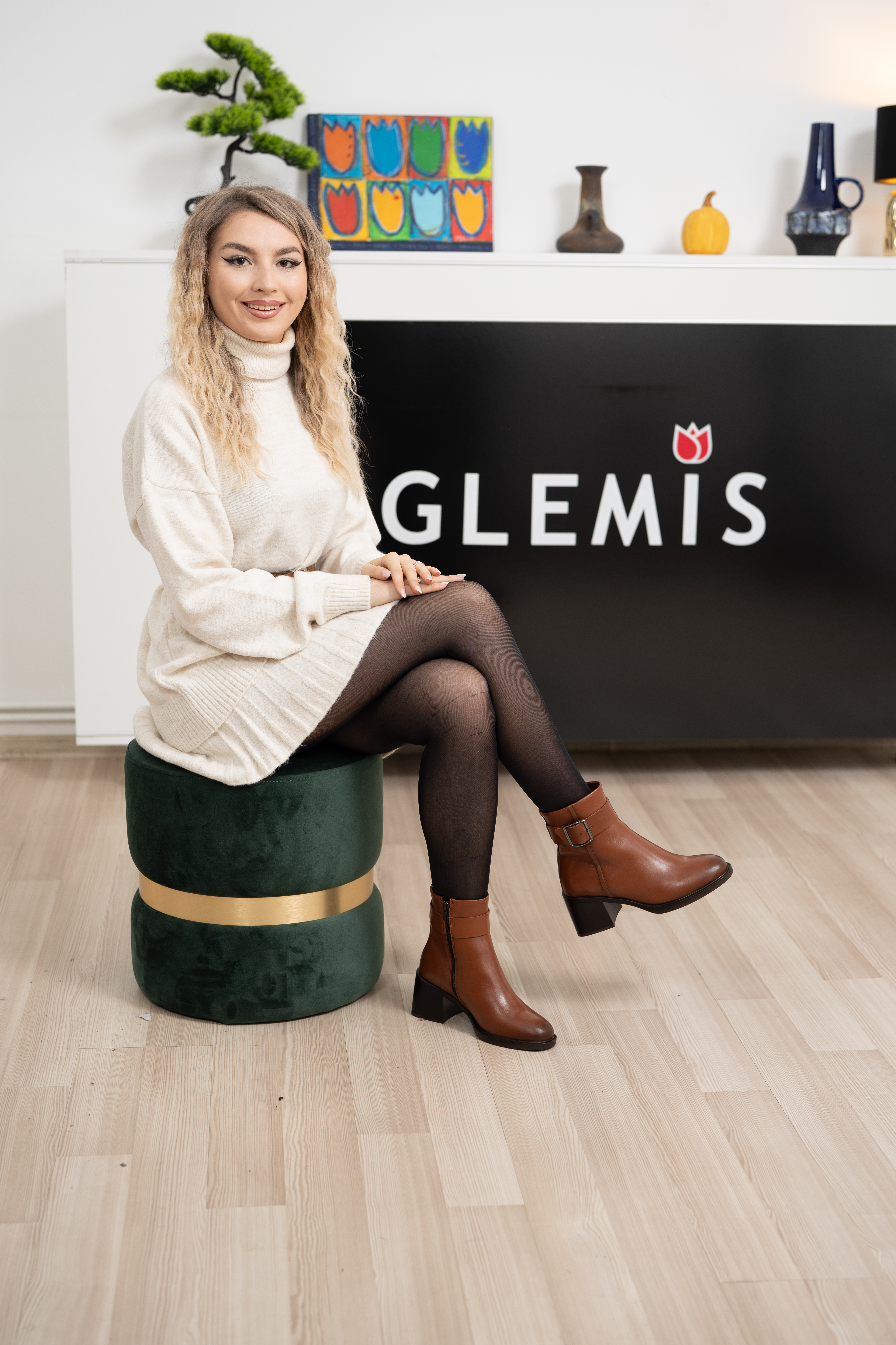 Botine dama, Glemis, piele naturala - Cod: NE-488, Culoare: Maro Deschis, Marime: 40 (26 cm)