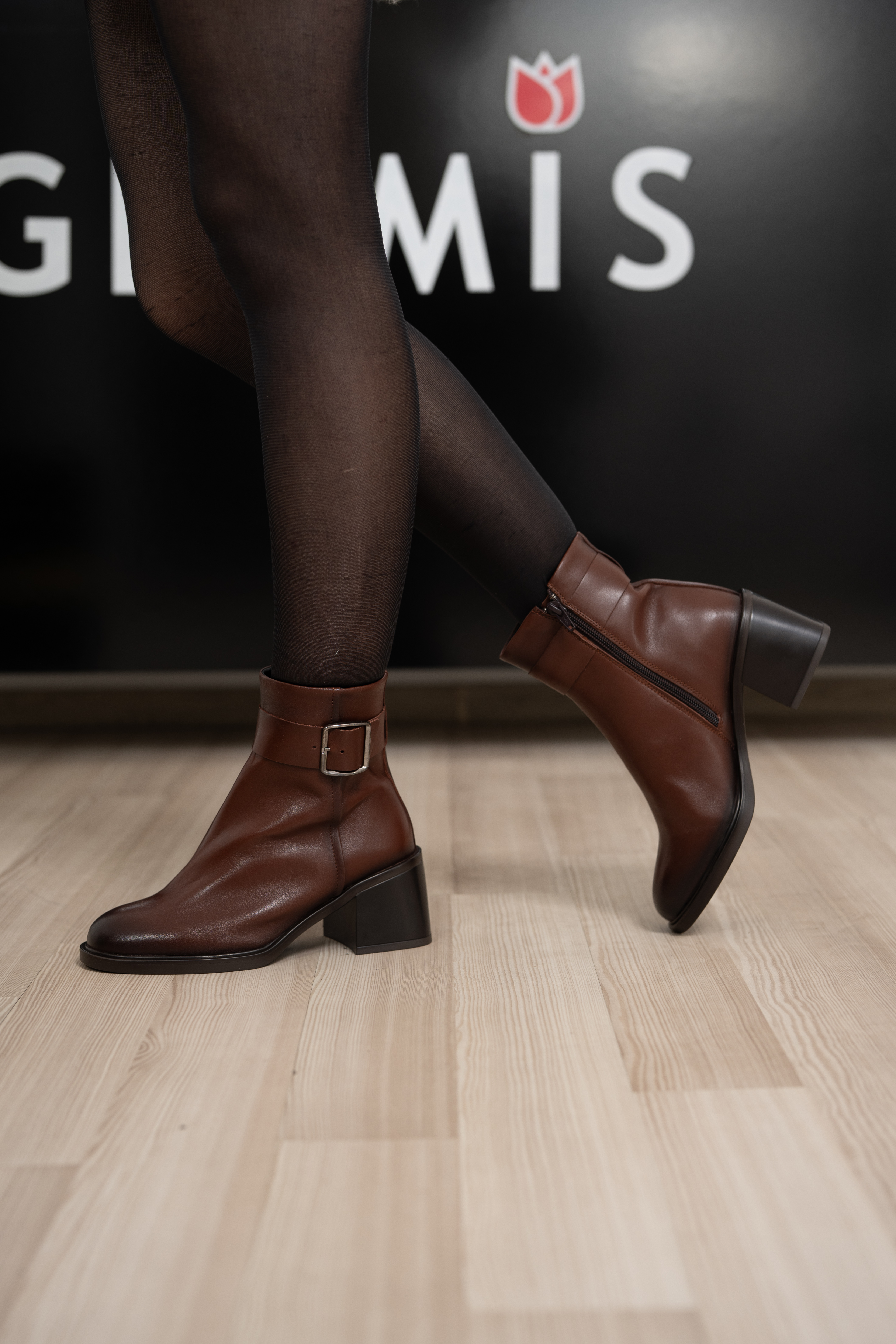 Botine dama, Glemis, piele naturala - Cod: NE-488, Culoare: Maro Inchis, Marime: 38 (24.6 cm)