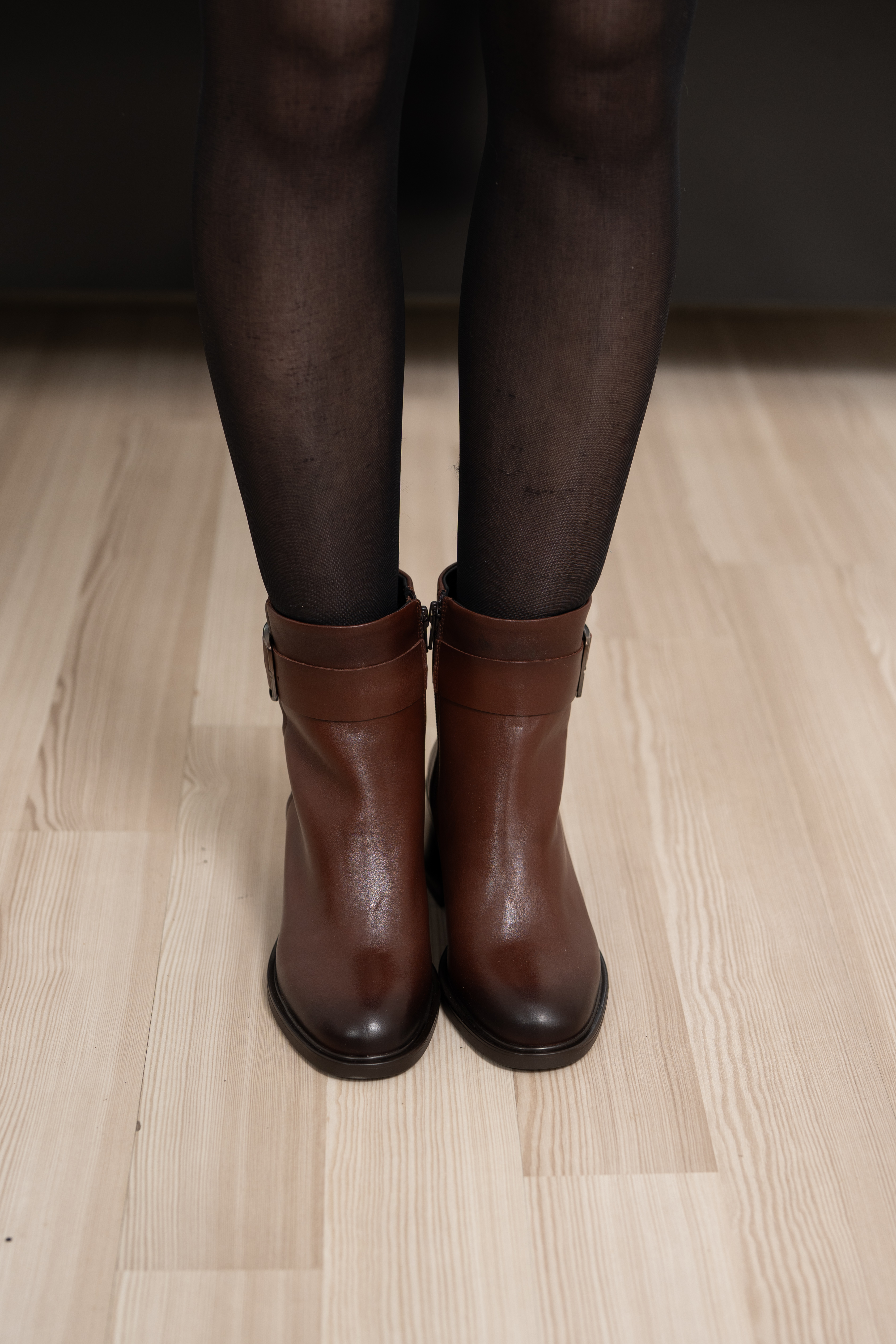 Botine dama, Glemis, piele naturala - Cod: NE-488, Culoare: Maro Inchis, Marime: 38 (24.6 cm)