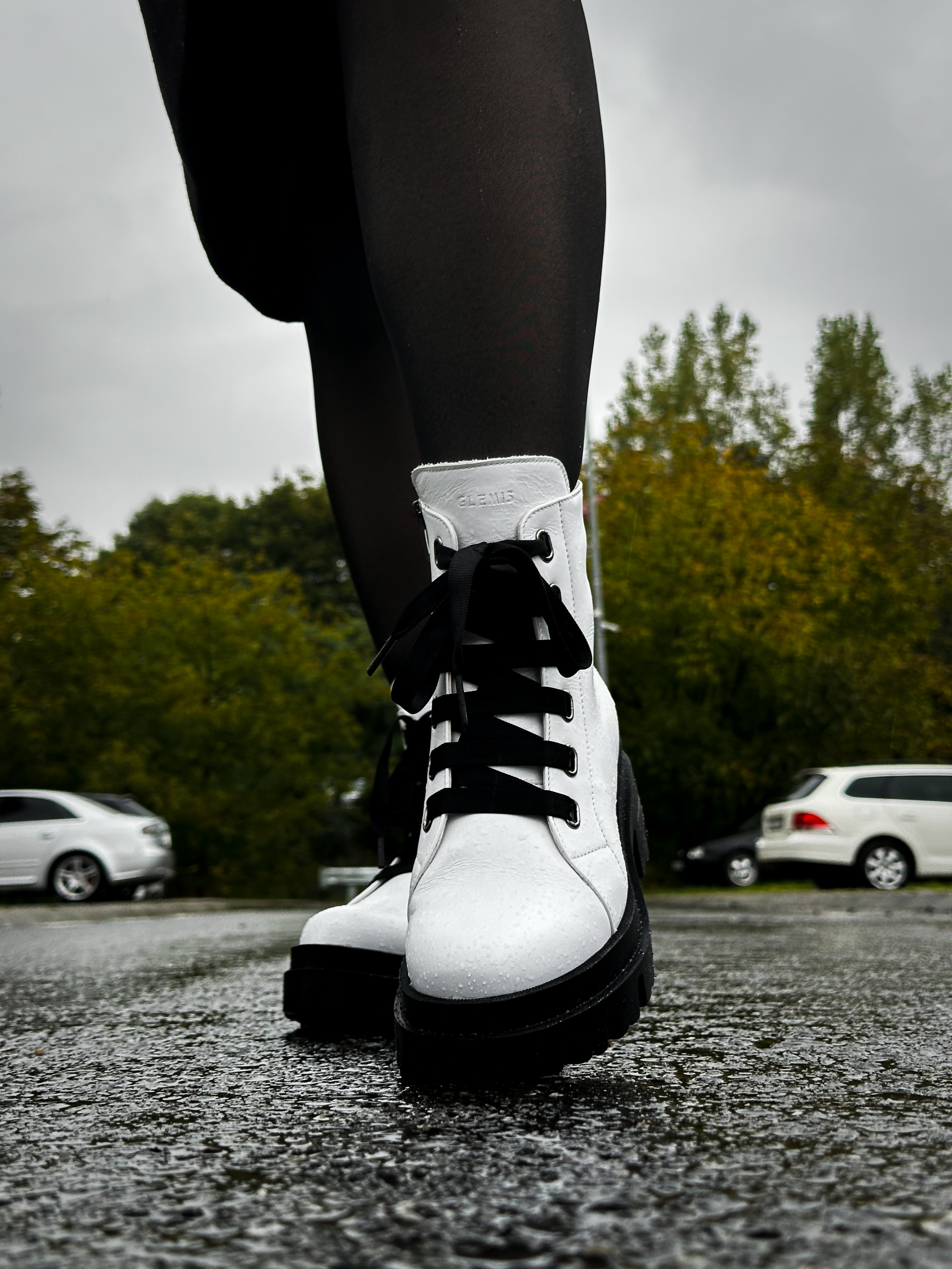 Bocanci dama, Glemis, piele naturala - Cod: PS-995, Culoare: Alb, Marime: 40