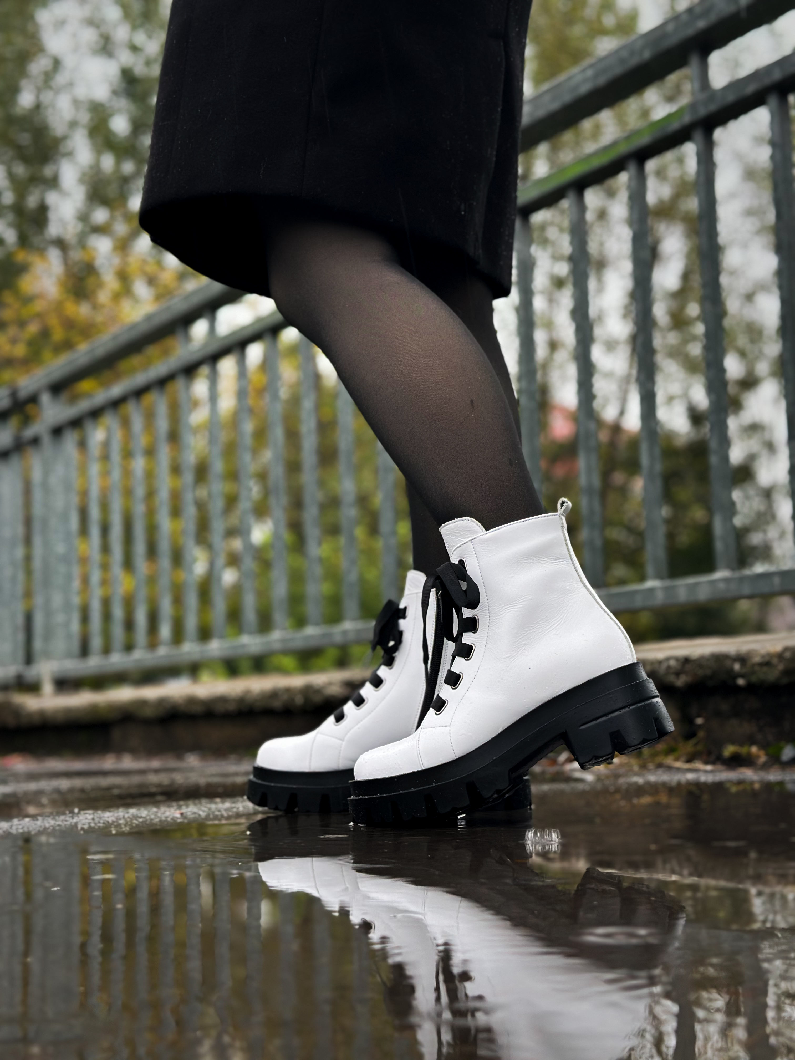 Bocanci dama, Glemis, piele naturala - Cod: PS-995, Culoare: Alb, Marime: 40