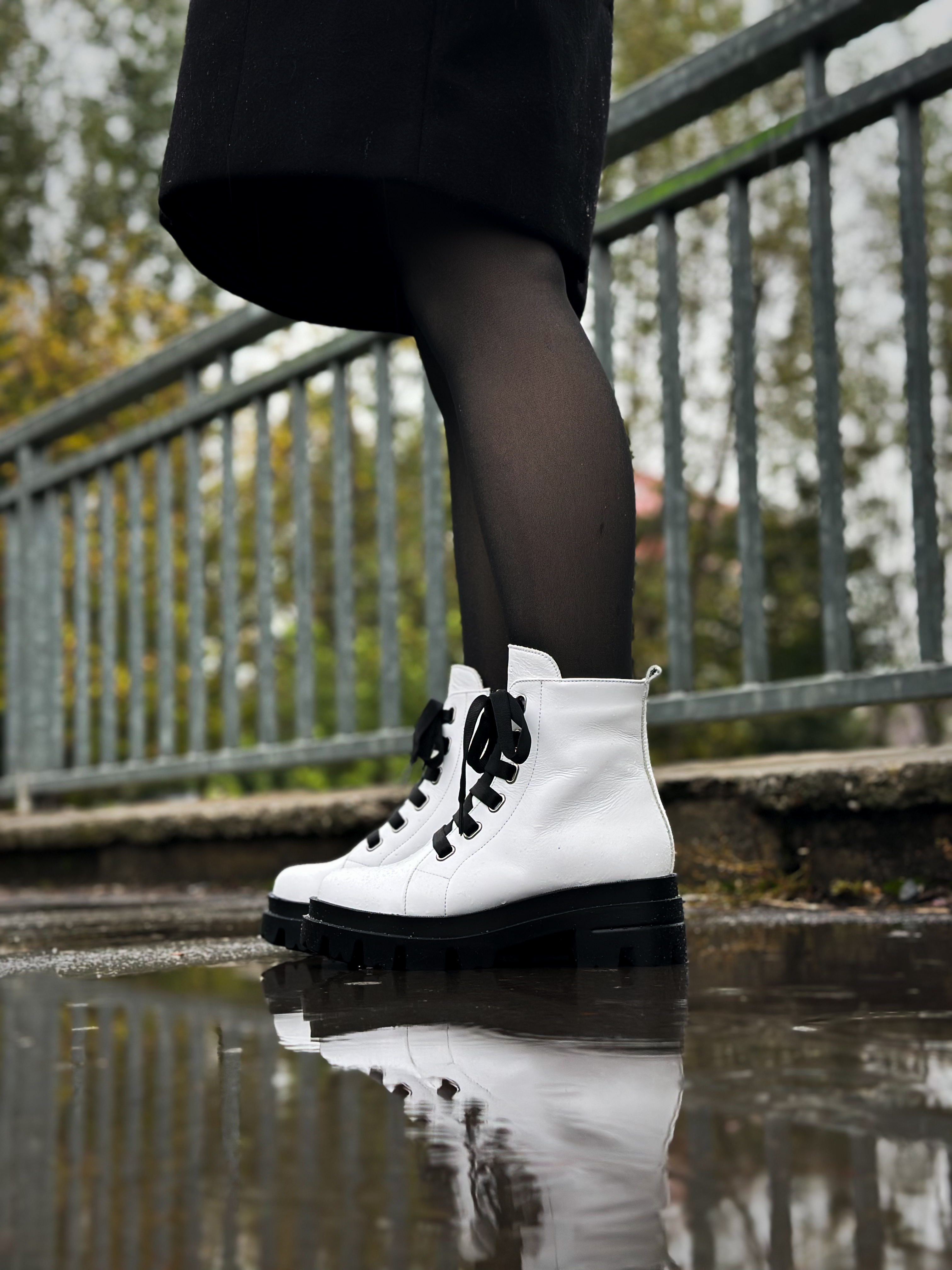 Bocanci dama, Glemis, piele naturala - Cod: PS-995, Culoare: Alb, Marime: 40