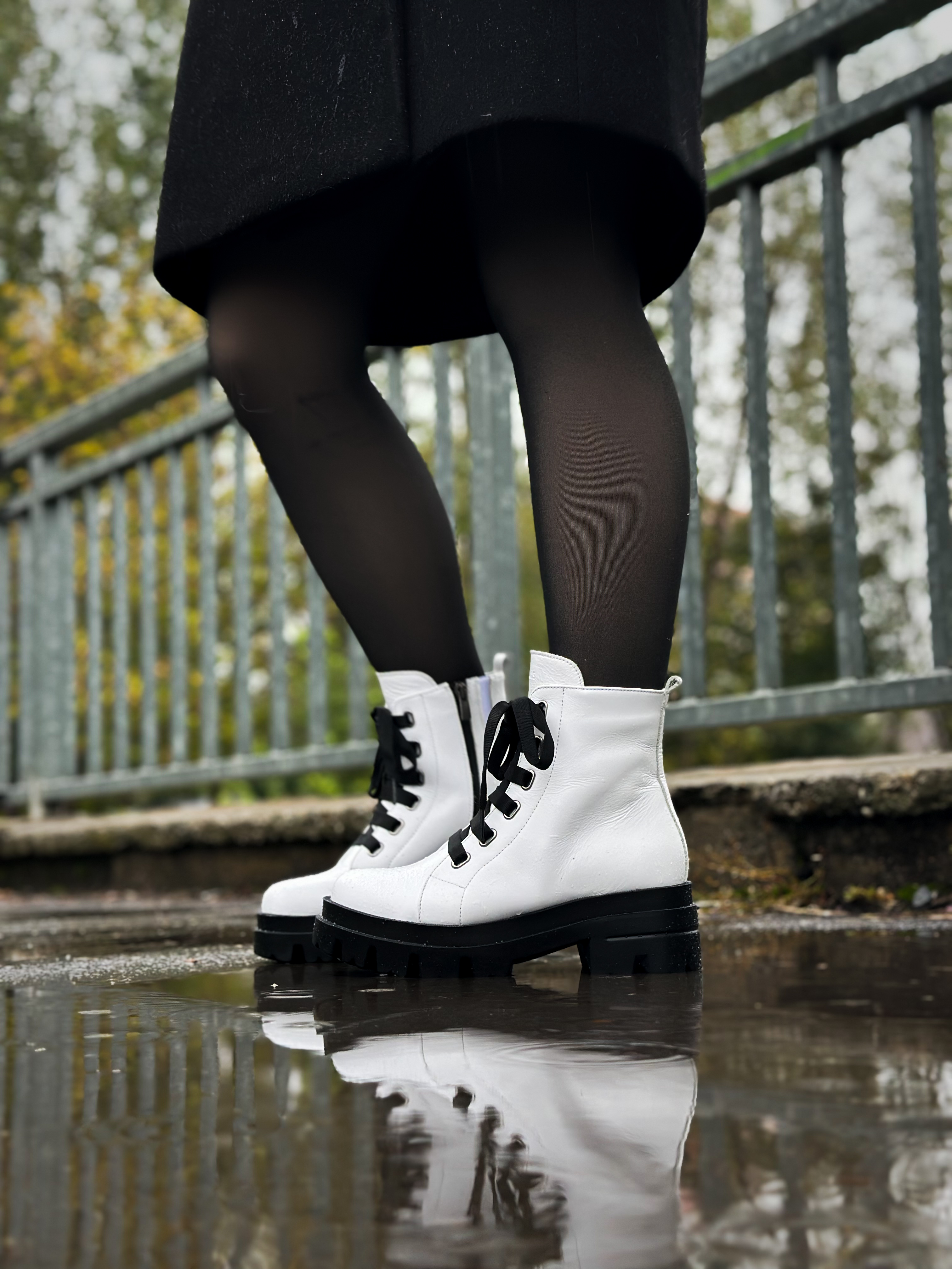 Bocanci dama, Glemis, piele naturala - Cod: PS-995, Culoare: Alb, Marime: 40