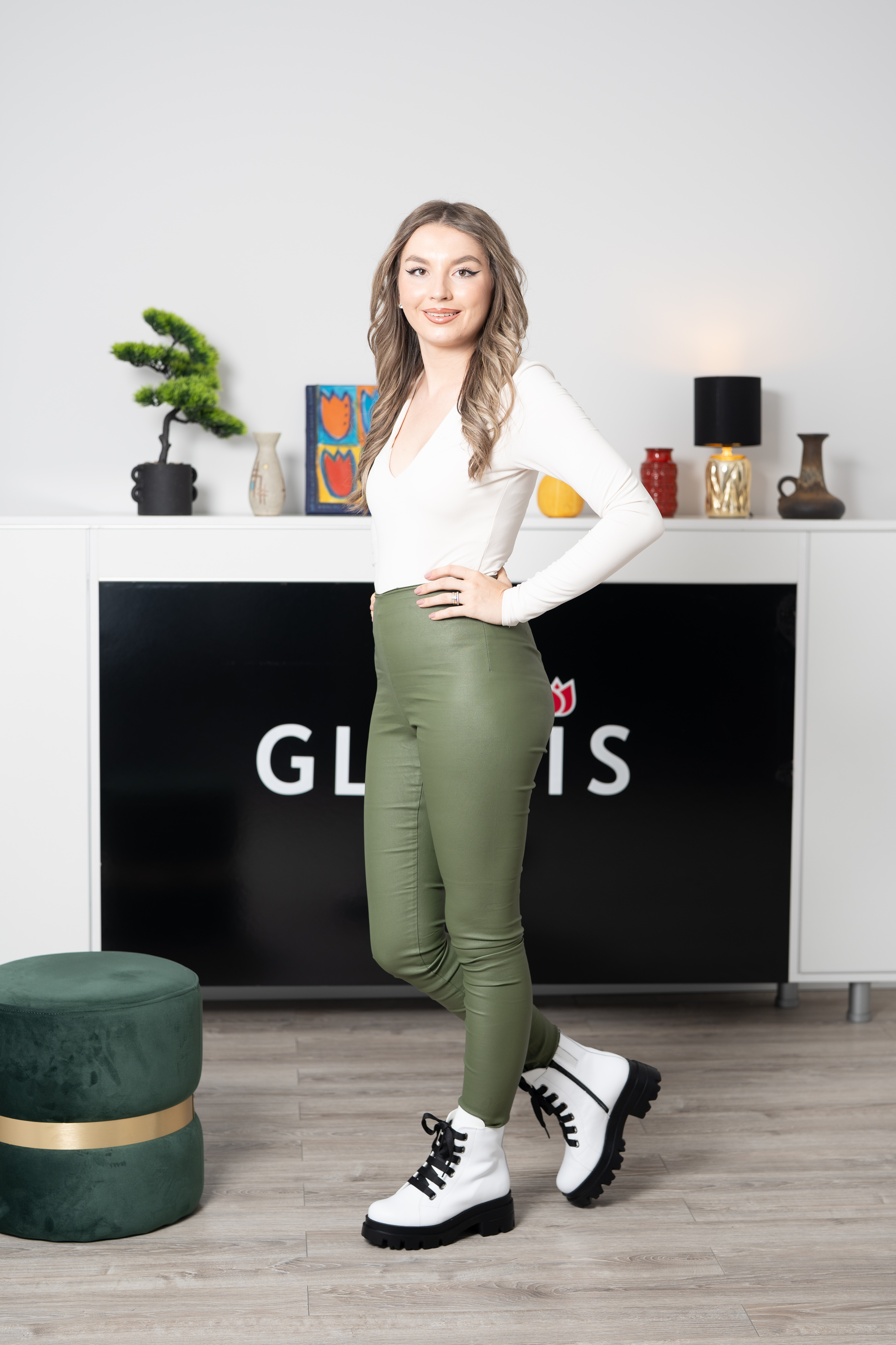 Bocanci dama, Glemis, piele naturala - Cod: PS-995, Culoare: Alb, Marime: 38