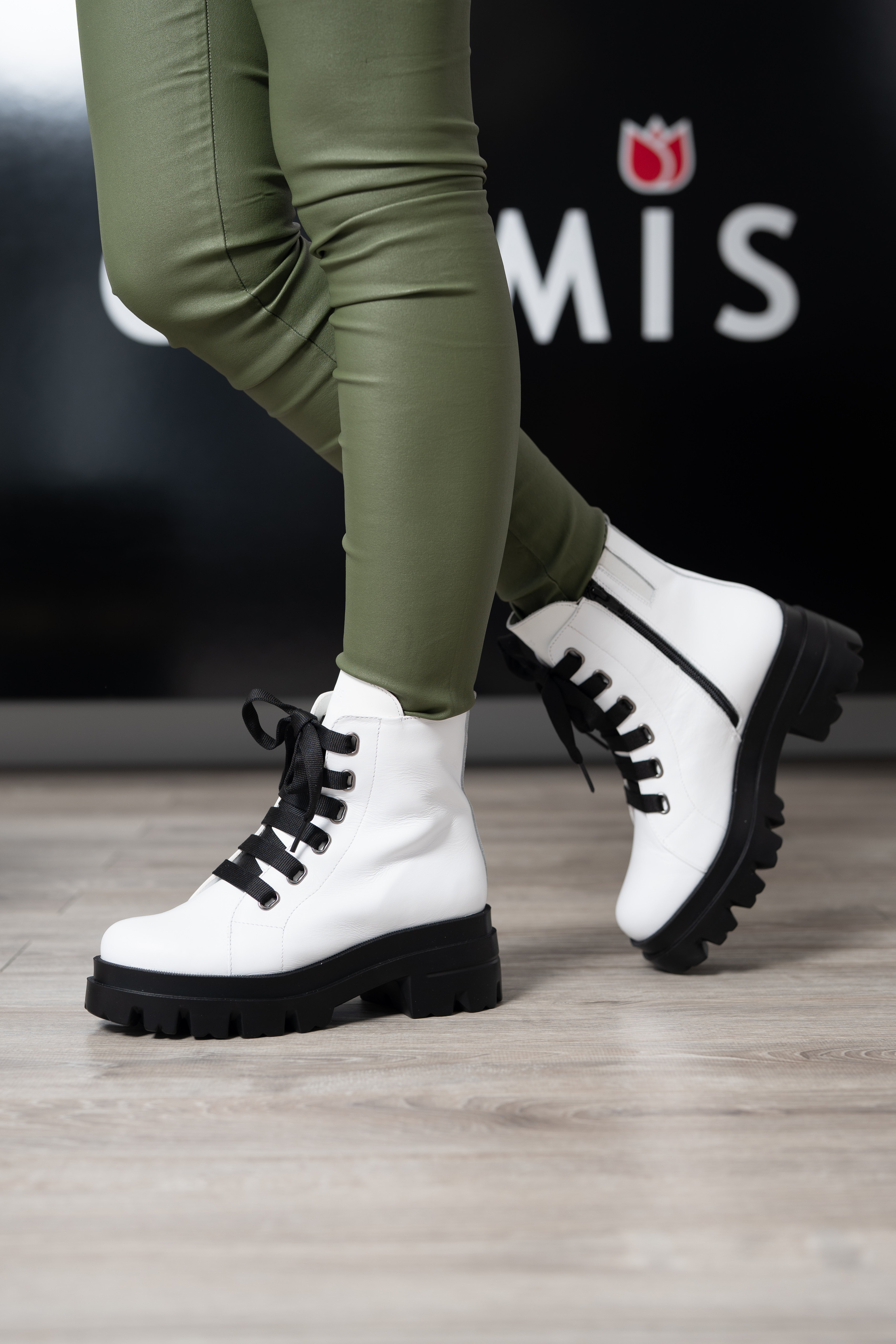 Bocanci dama, Glemis, piele naturala - Cod: PS-995, Culoare: Alb, Marime: 38