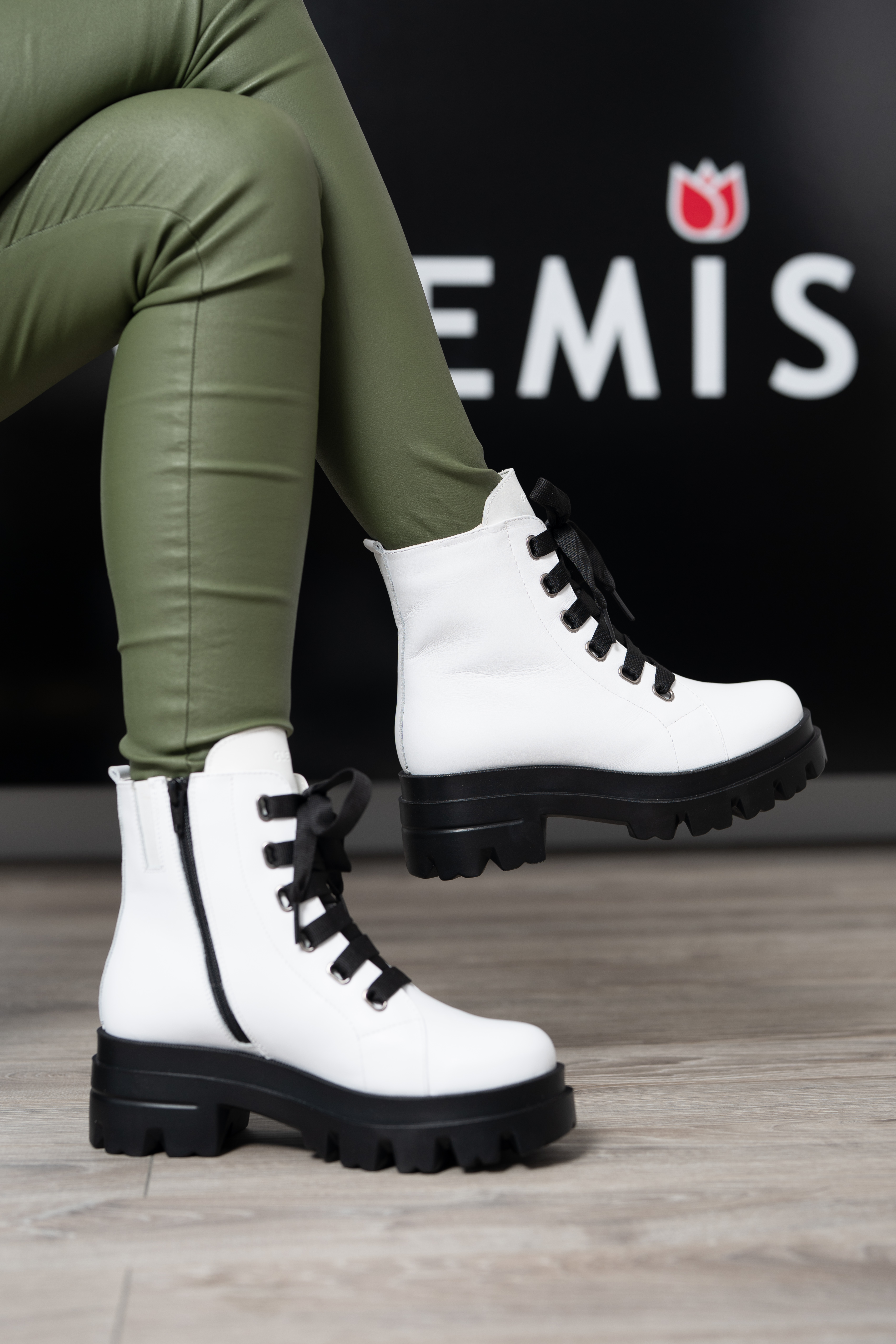 Bocanci dama, Glemis, piele naturala - Cod: PS-995, Culoare: Alb, Marime: 38