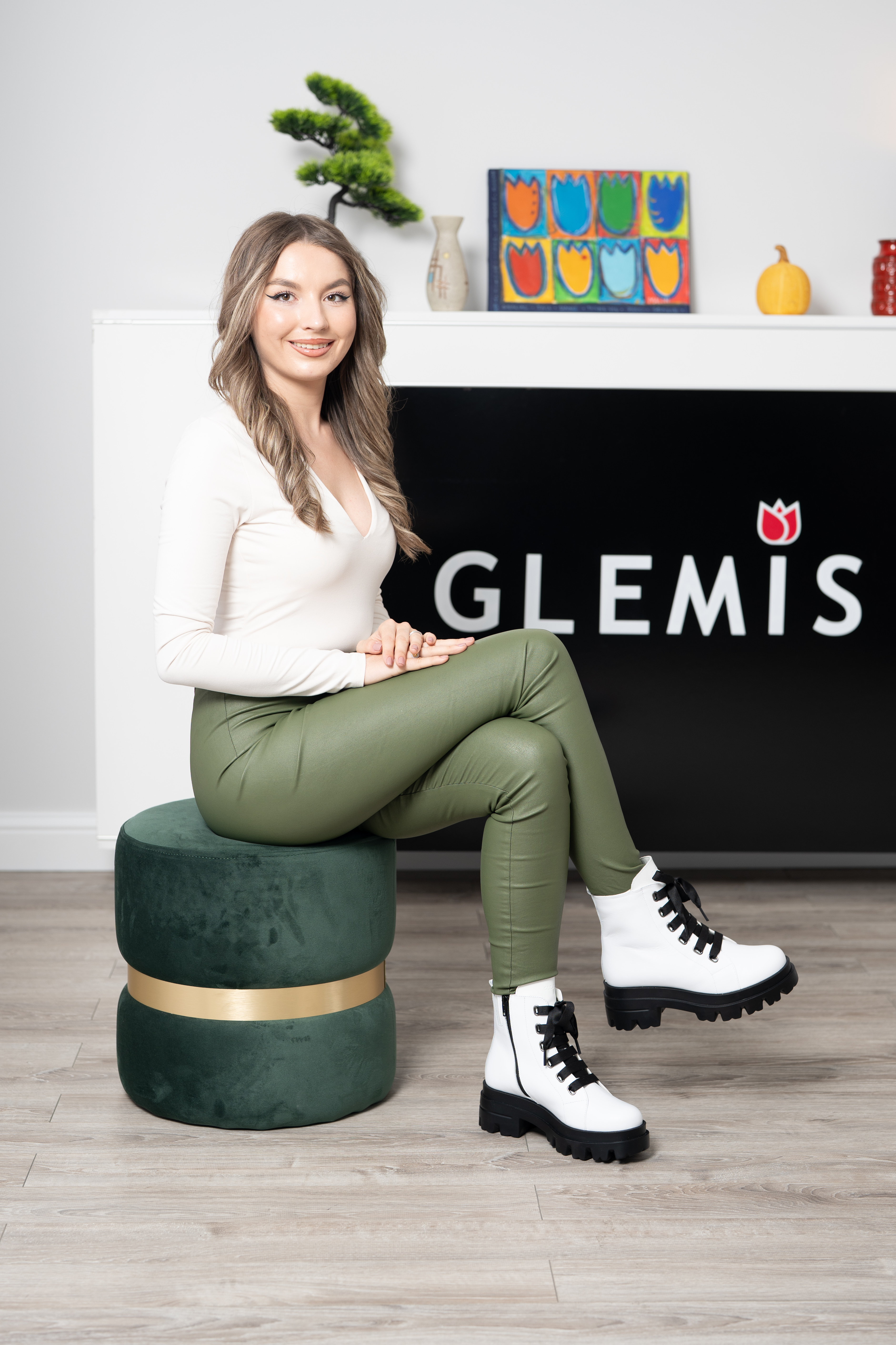 Bocanci dama, Glemis, piele naturala - Cod: PS-995, Culoare: Alb, Marime: 38