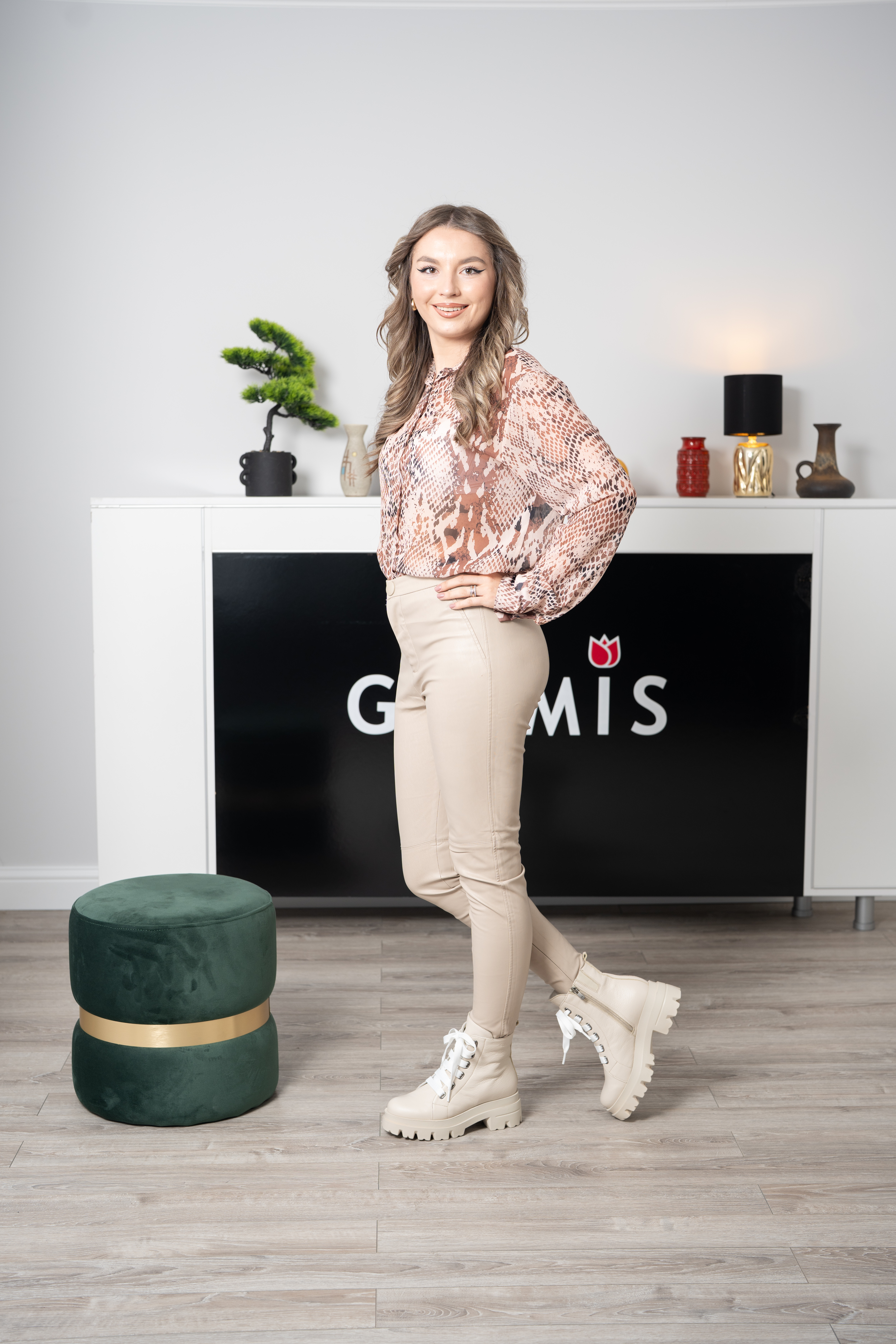 Bocanci dama, Glemis, piele naturala - Model: PS-995, Culoare: Bej Bizon, Marime: 38