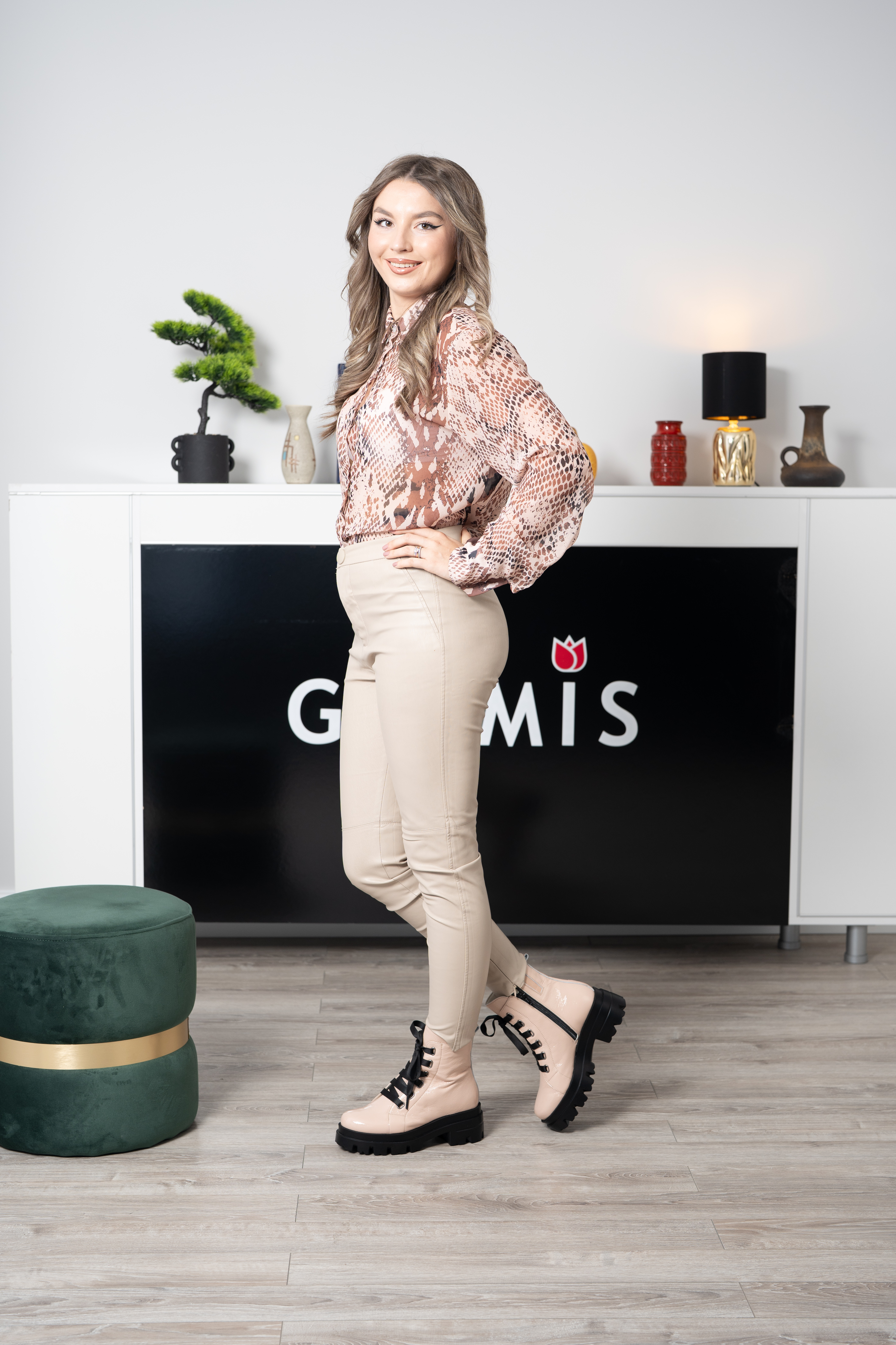 Bocanci dama, Glemis, piele naturala - Cod: PS-995, Culoare: Nude, Marime: 38
