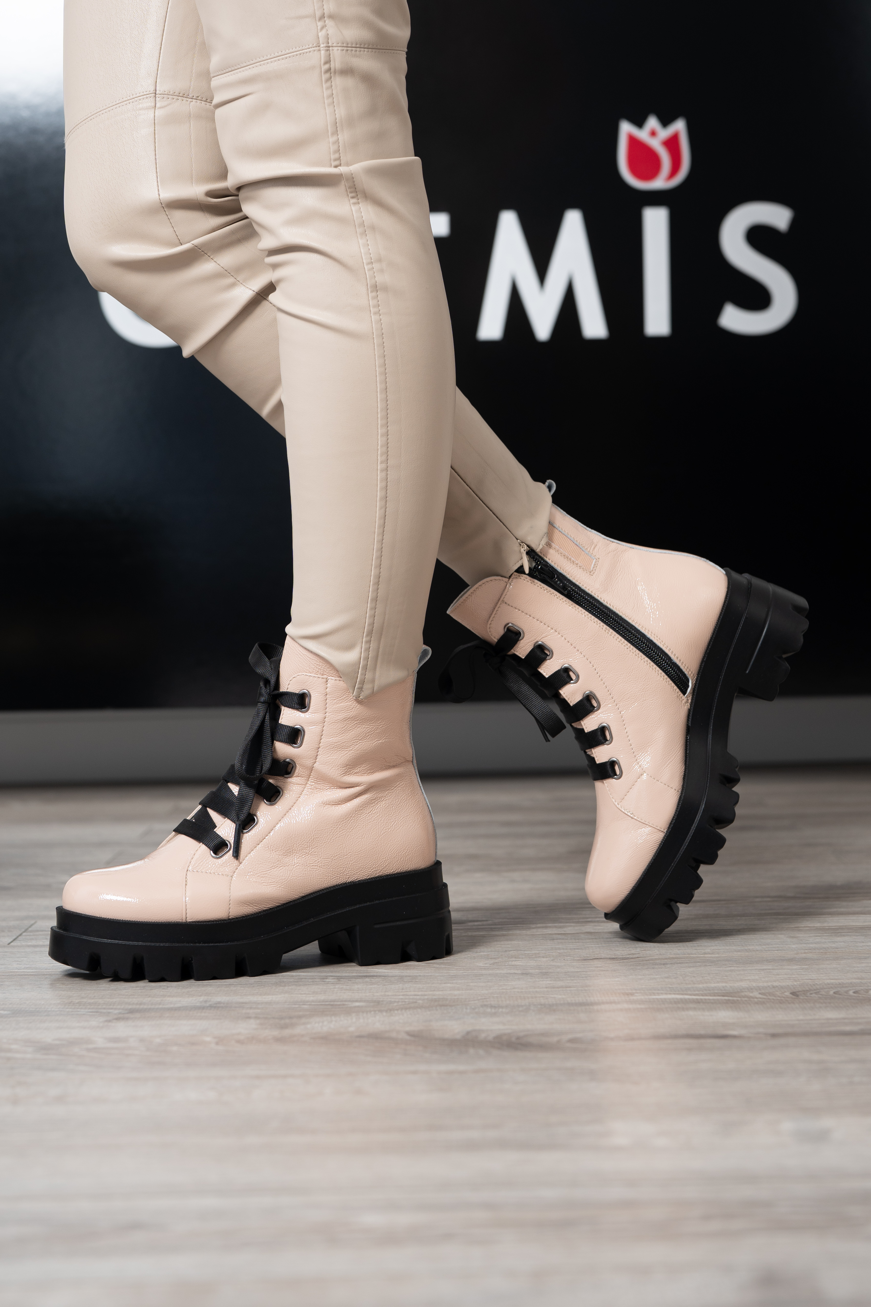 Bocanci dama, Glemis, piele naturala - Cod: PS-995, Culoare: Nude, Marime: 38