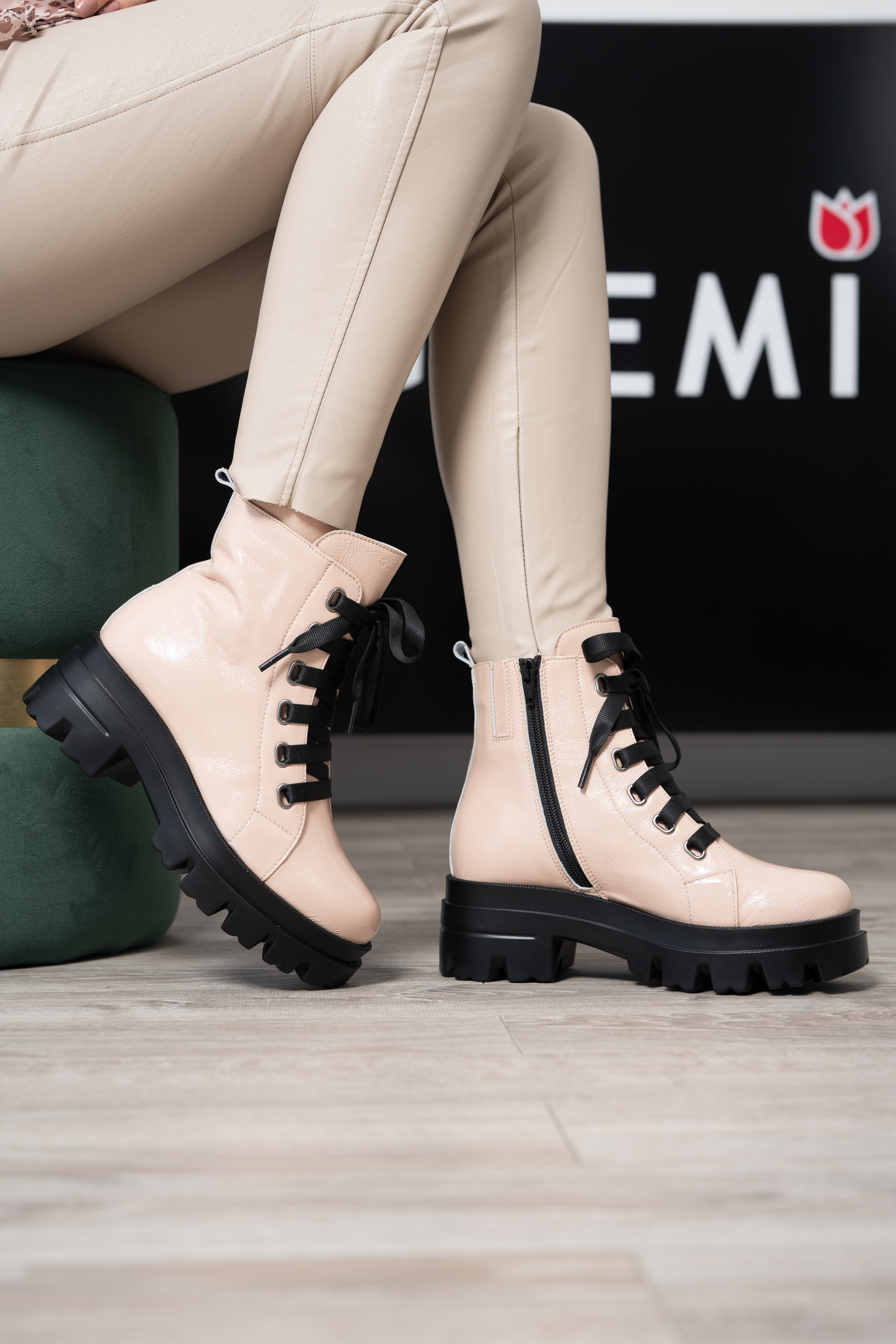 Bocanci dama, Glemis, piele naturala - Cod: PS-995, Culoare: Nude, Marime: 38