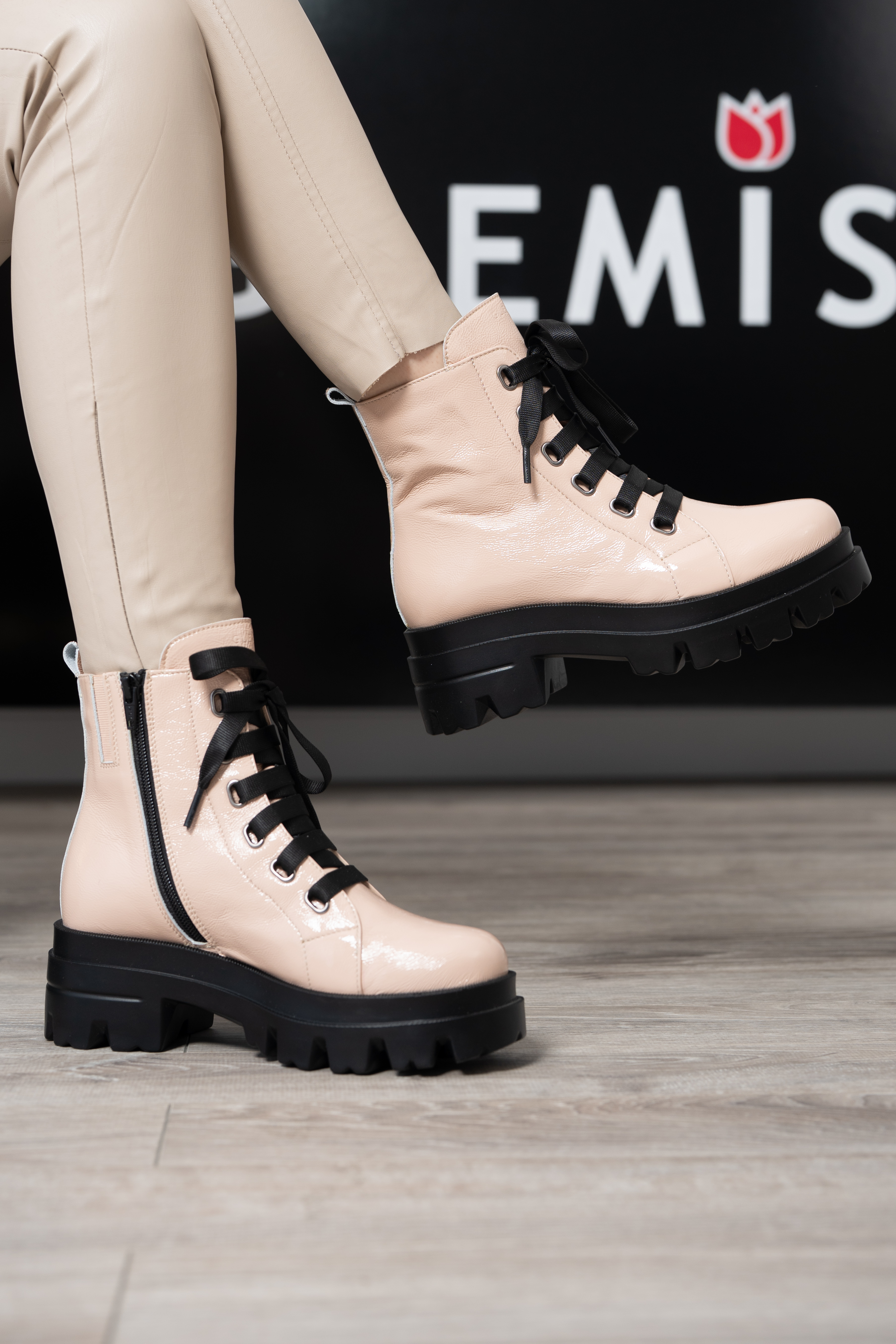 Bocanci dama, Glemis, piele naturala - Cod: PS-995, Culoare: Nude, Marime: 38